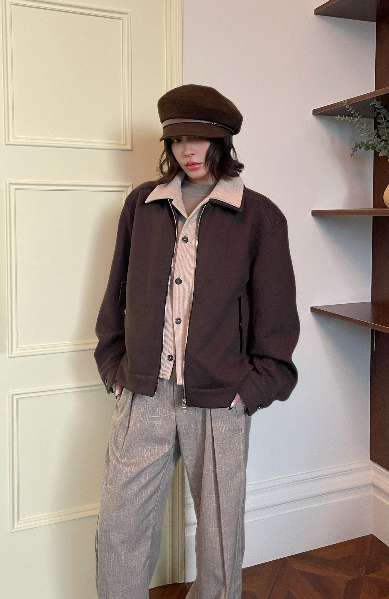 OKAYTHXBYE Faux-Layer Knit-Inset Jacket