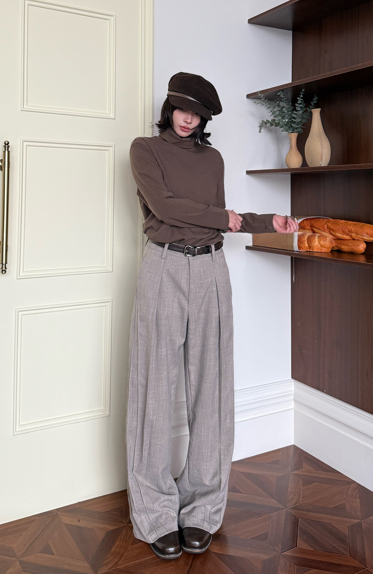 OKAYTHXBYE Essential Pleated Wide-Leg Trousers