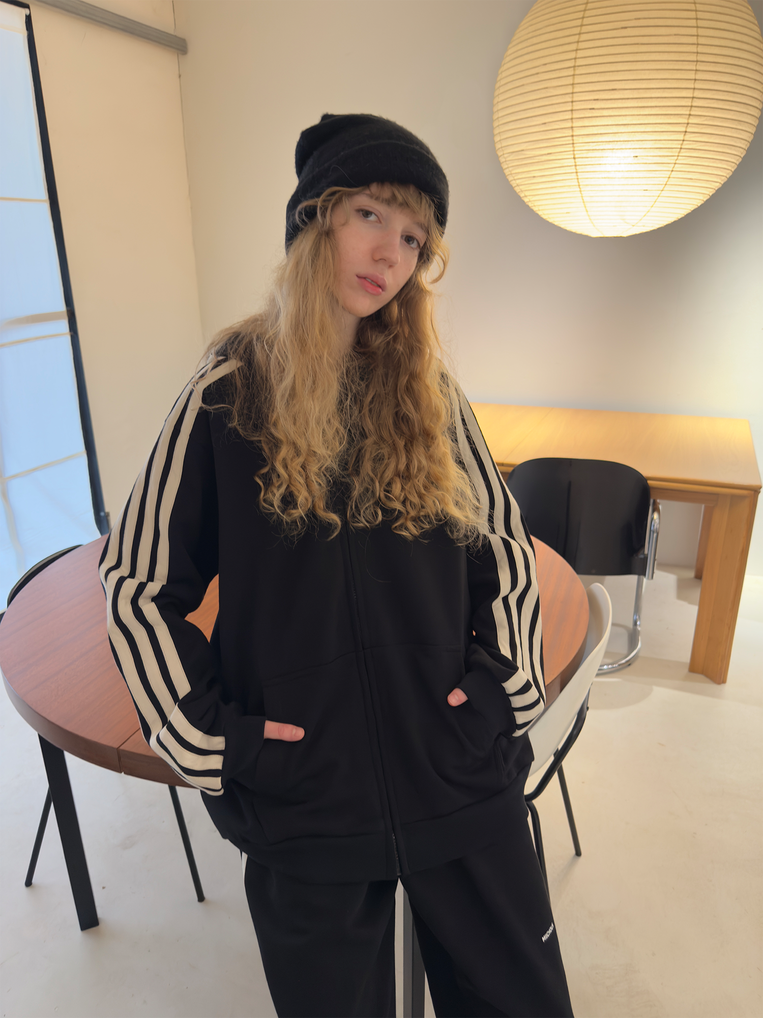 MIICHOUS Essential Stripe Zip-Up Hoodie