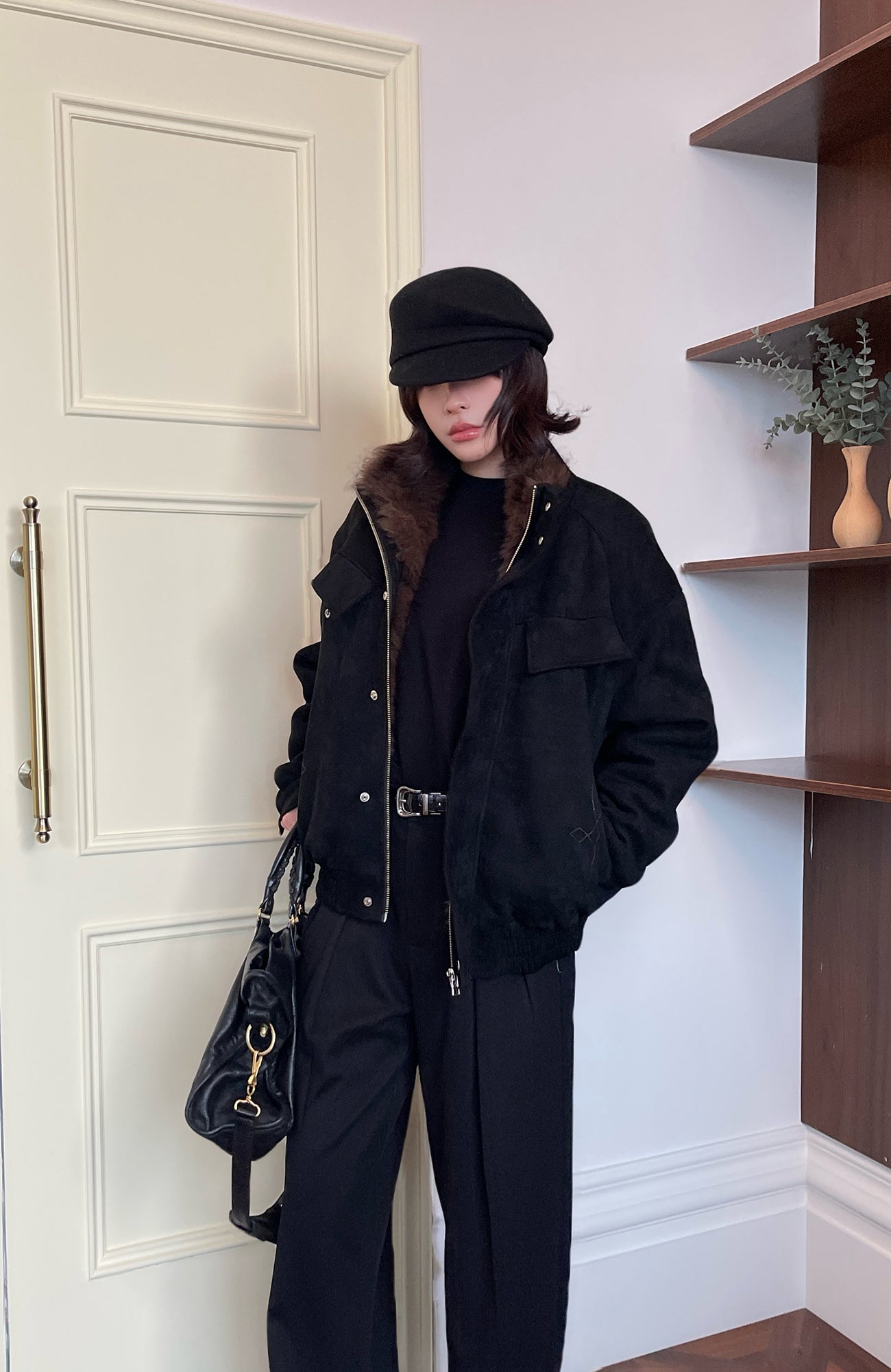 OKAYTHXBYE Faux Fur-Lined Utility Bomber