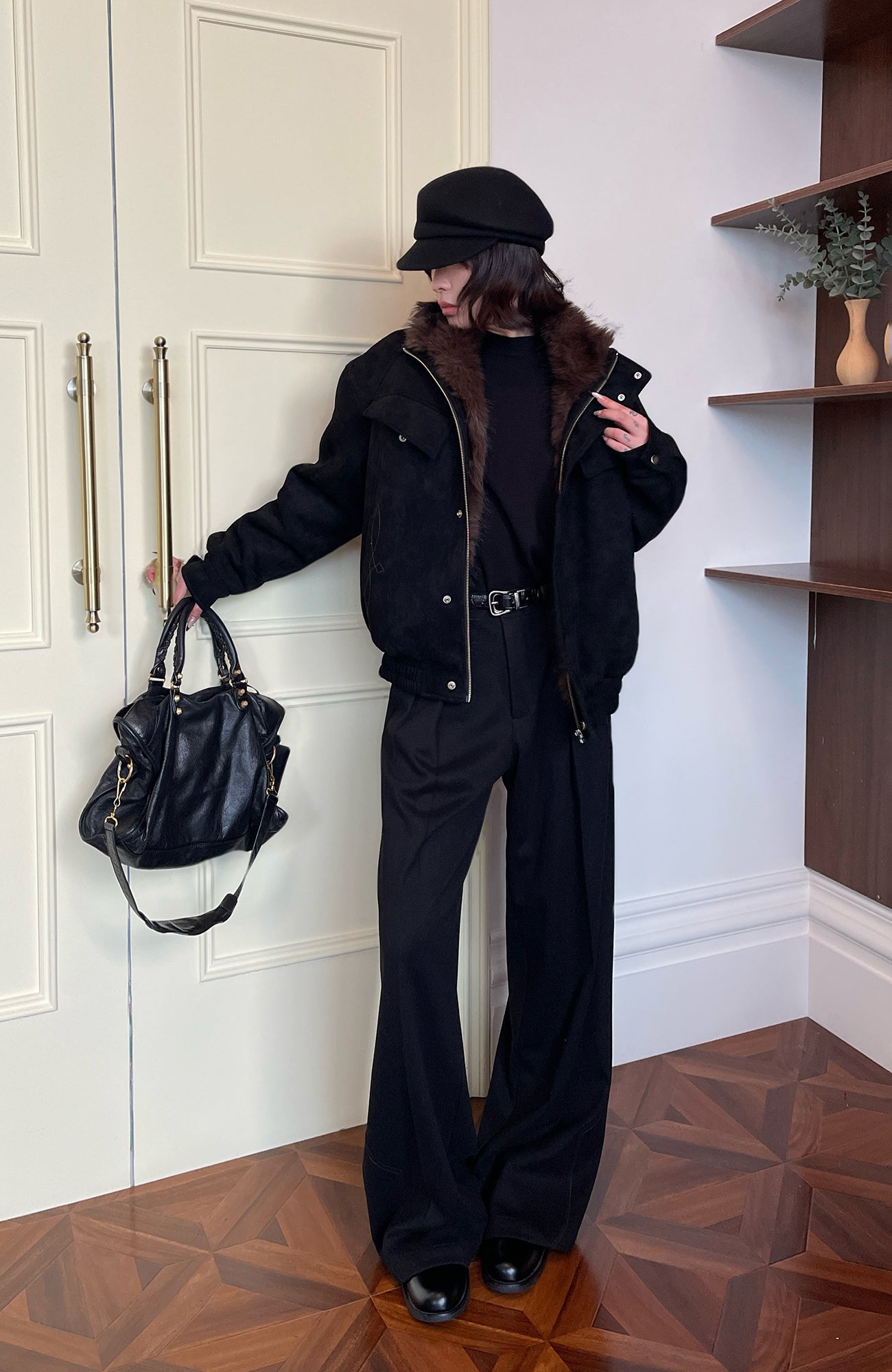 OKAYTHXBYE Faux Fur-Lined Utility Bomber