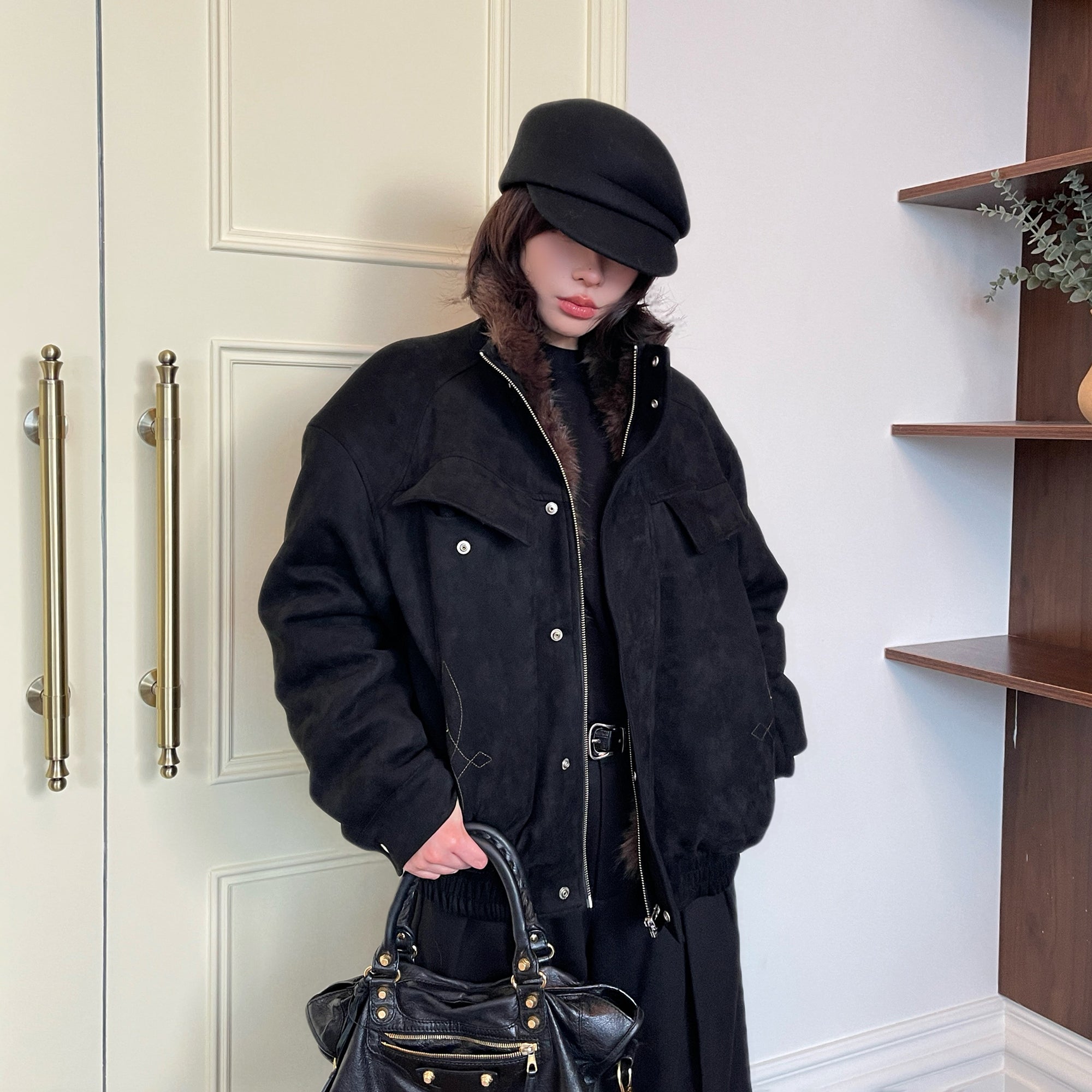 OKAYTHXBYE Faux Fur-Lined Utility Bomber