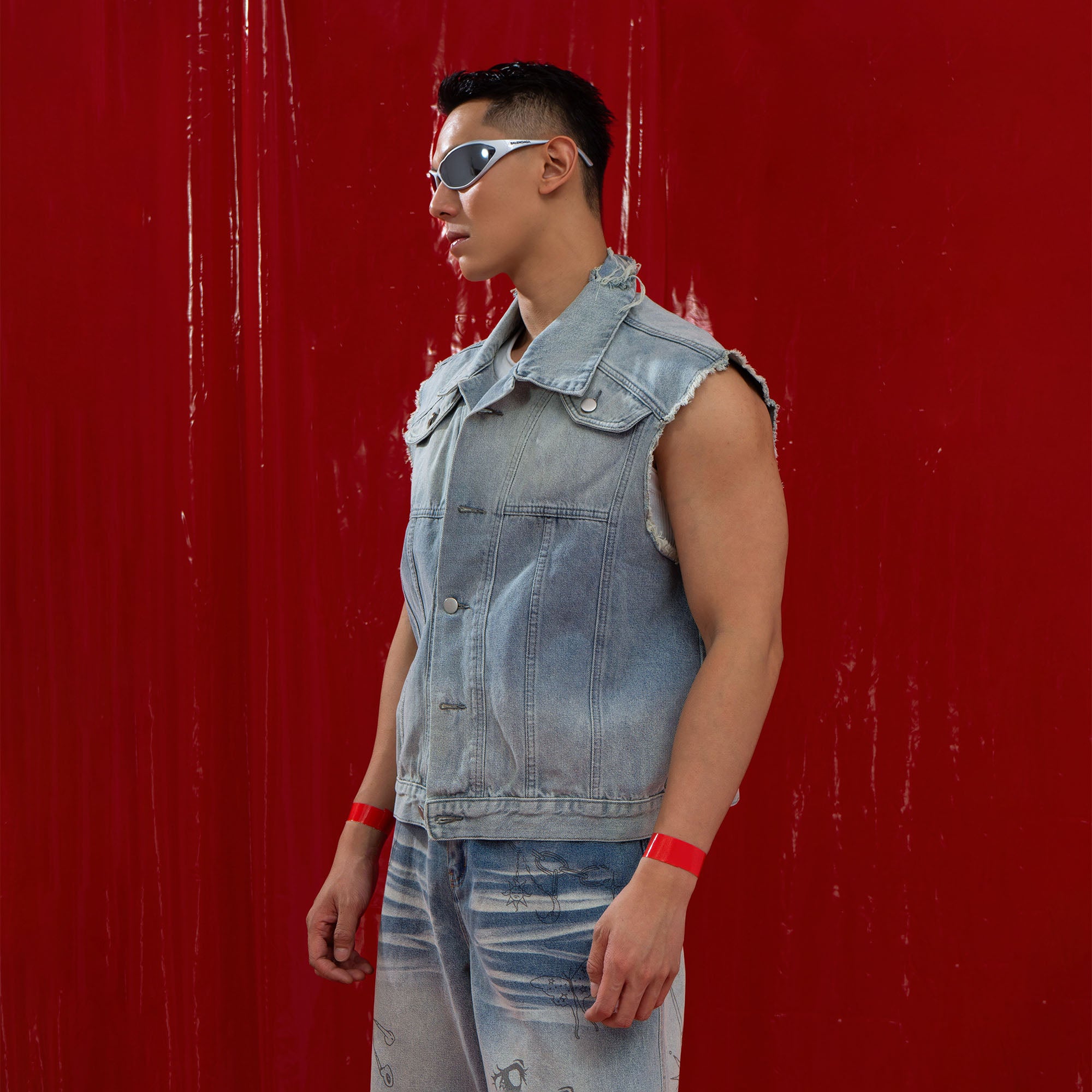 CLP Washed Frayed-Hem Vest, premium urban and streetwear designers apparel on PROJECTISR.com, CLP