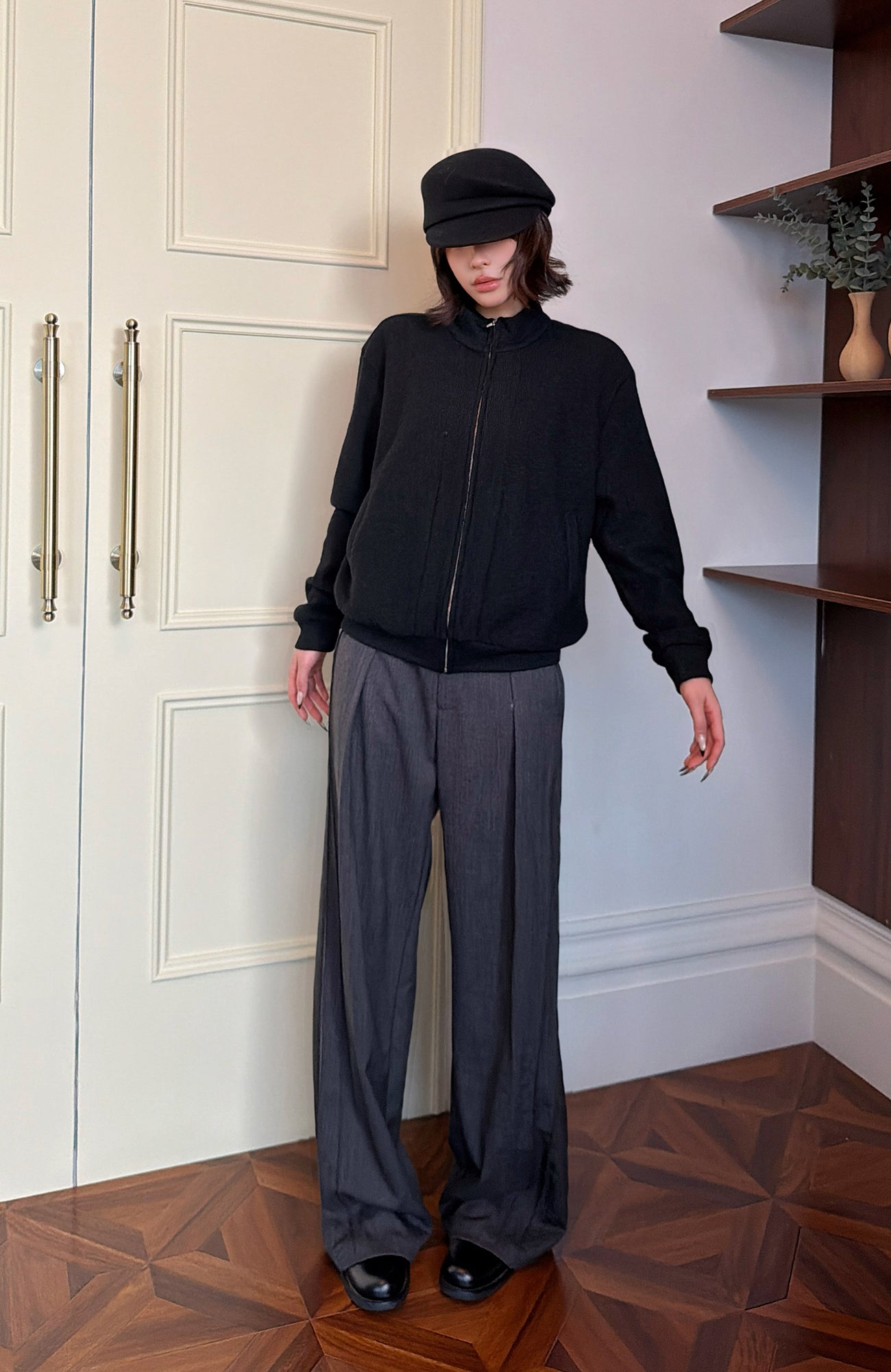 OKAYTHXBYE Essential Pleated Wide-Leg Trousers