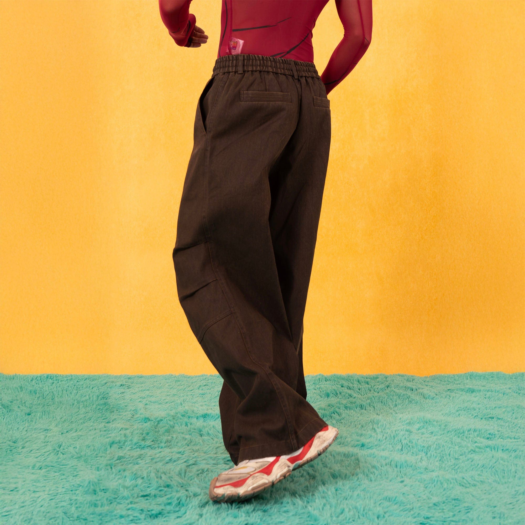 CLP Retro Pleated Knee Drawstring Oversized Jeans, premium urban and streetwear designers apparel on PROJECTISR.com, CLP