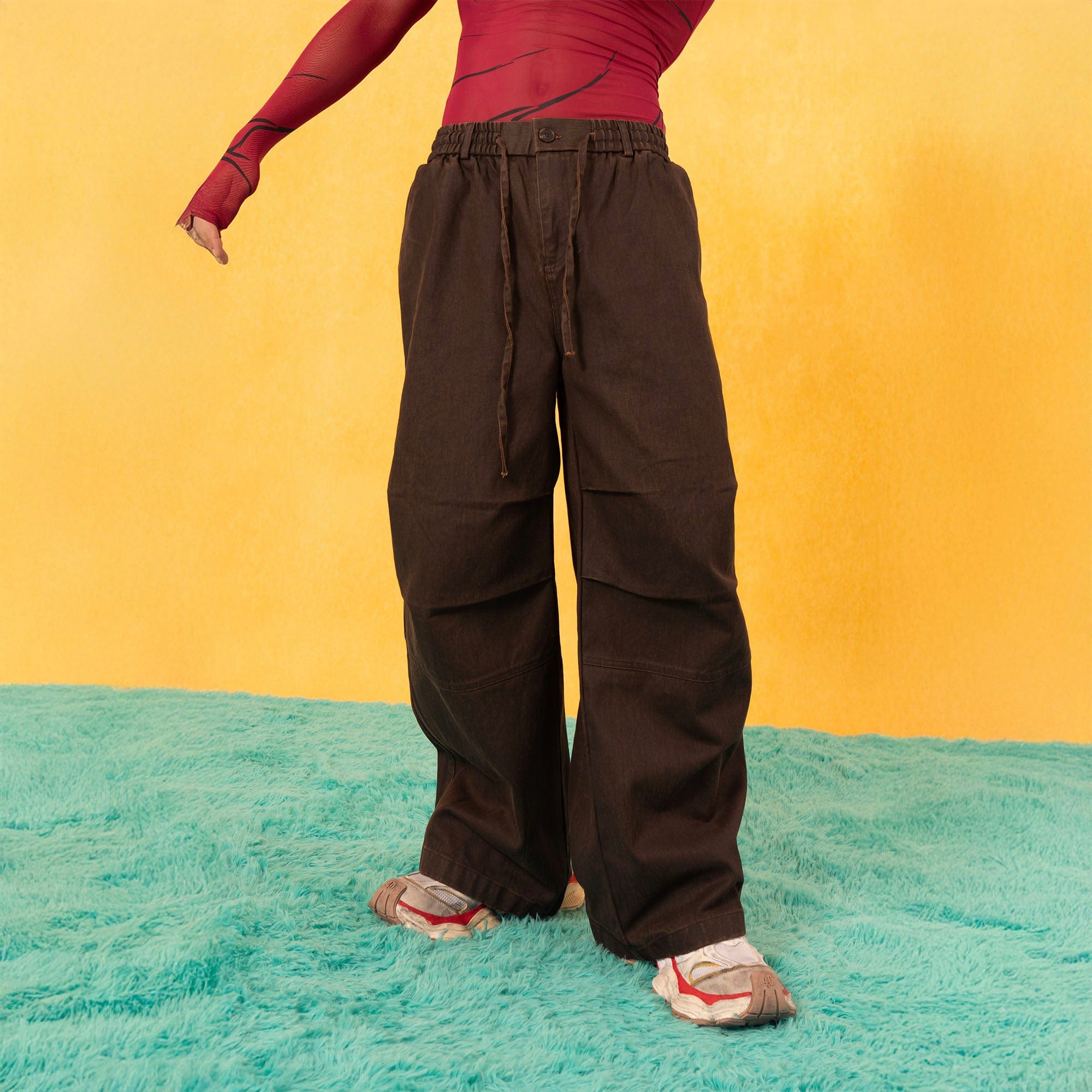 CLP Retro Pleated Knee Drawstring Oversized Jeans, premium urban and streetwear designers apparel on PROJECTISR.com, CLP