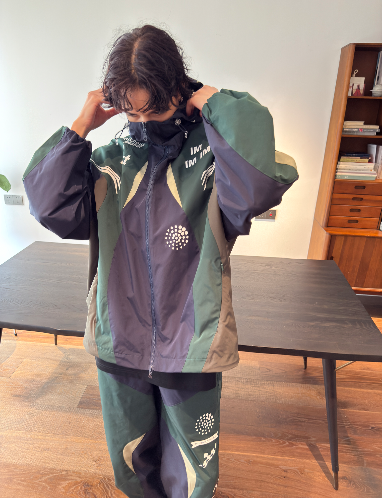 MIICHOUS Contrast Racer Graphic Panel Jacket