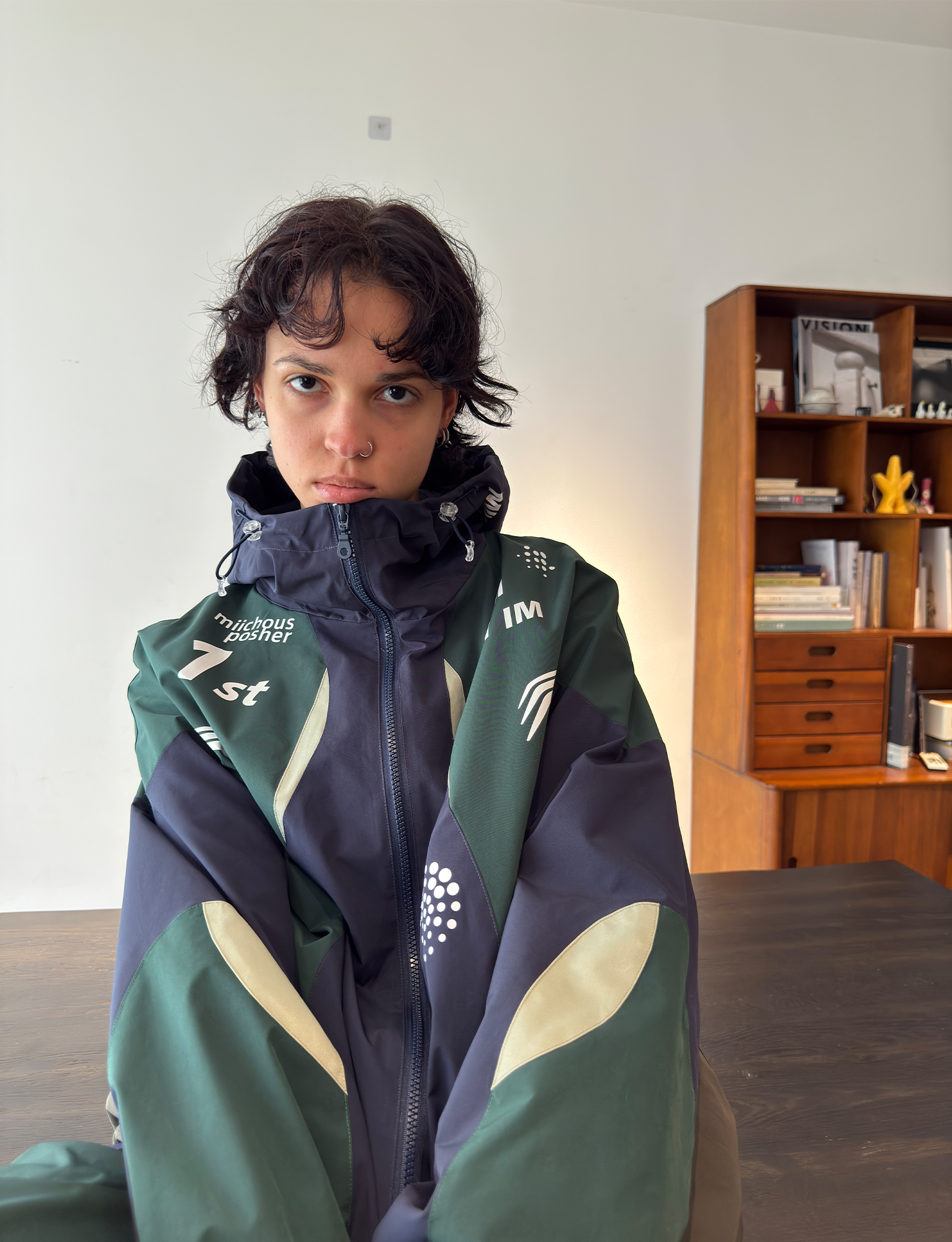MIICHOUS Contrast Racer Graphic Panel Jacket