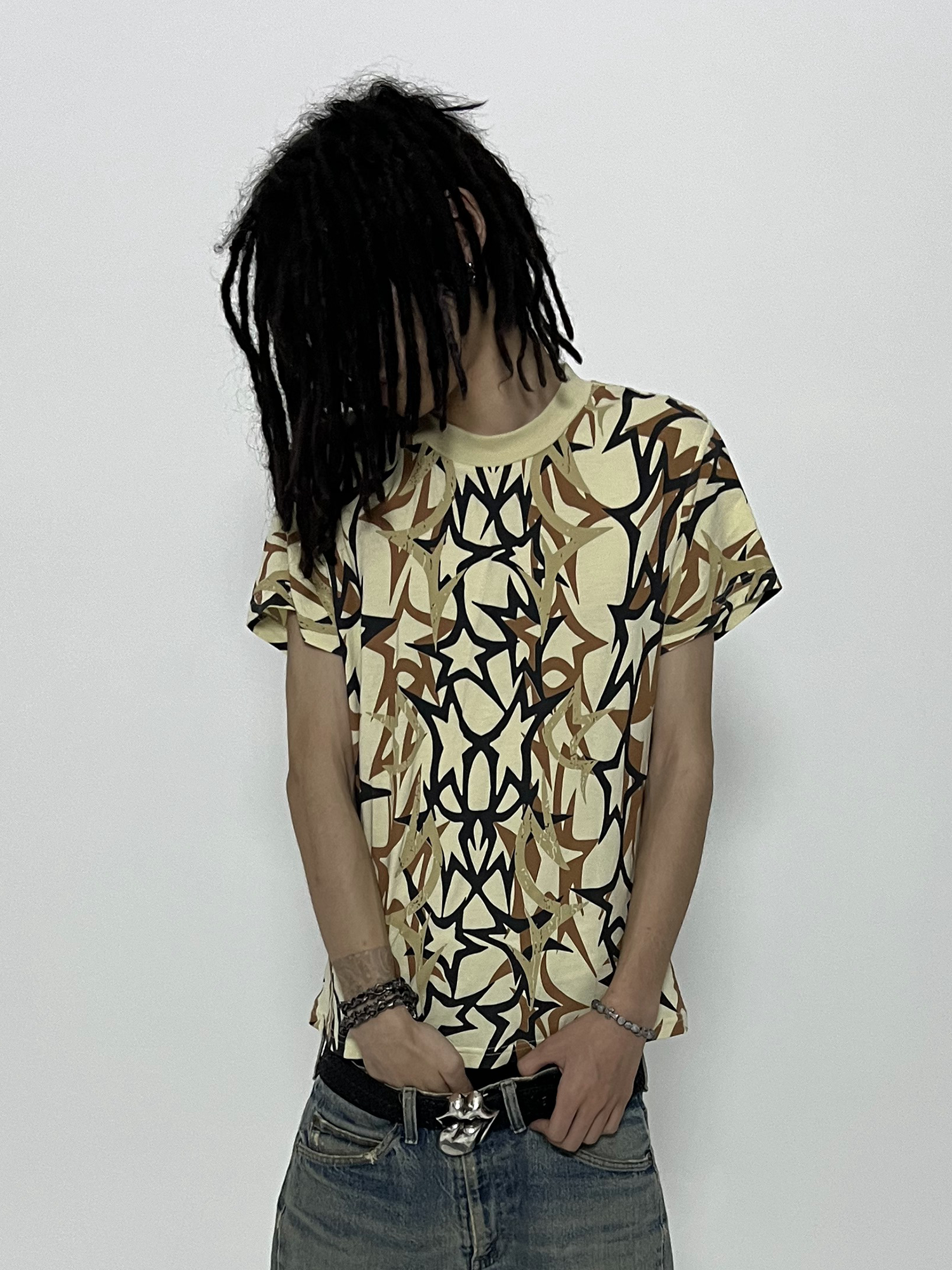 TECNINEGROUP Thorn Star Full-Print Cotton T-Shirt