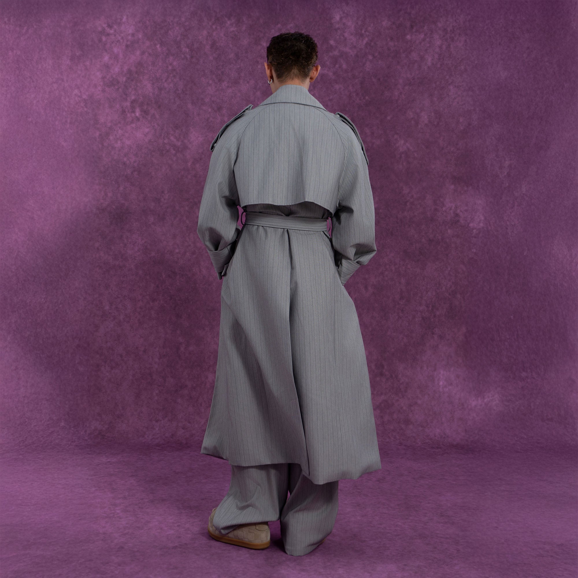 CLP Modern Pinstriped Oversized Trench