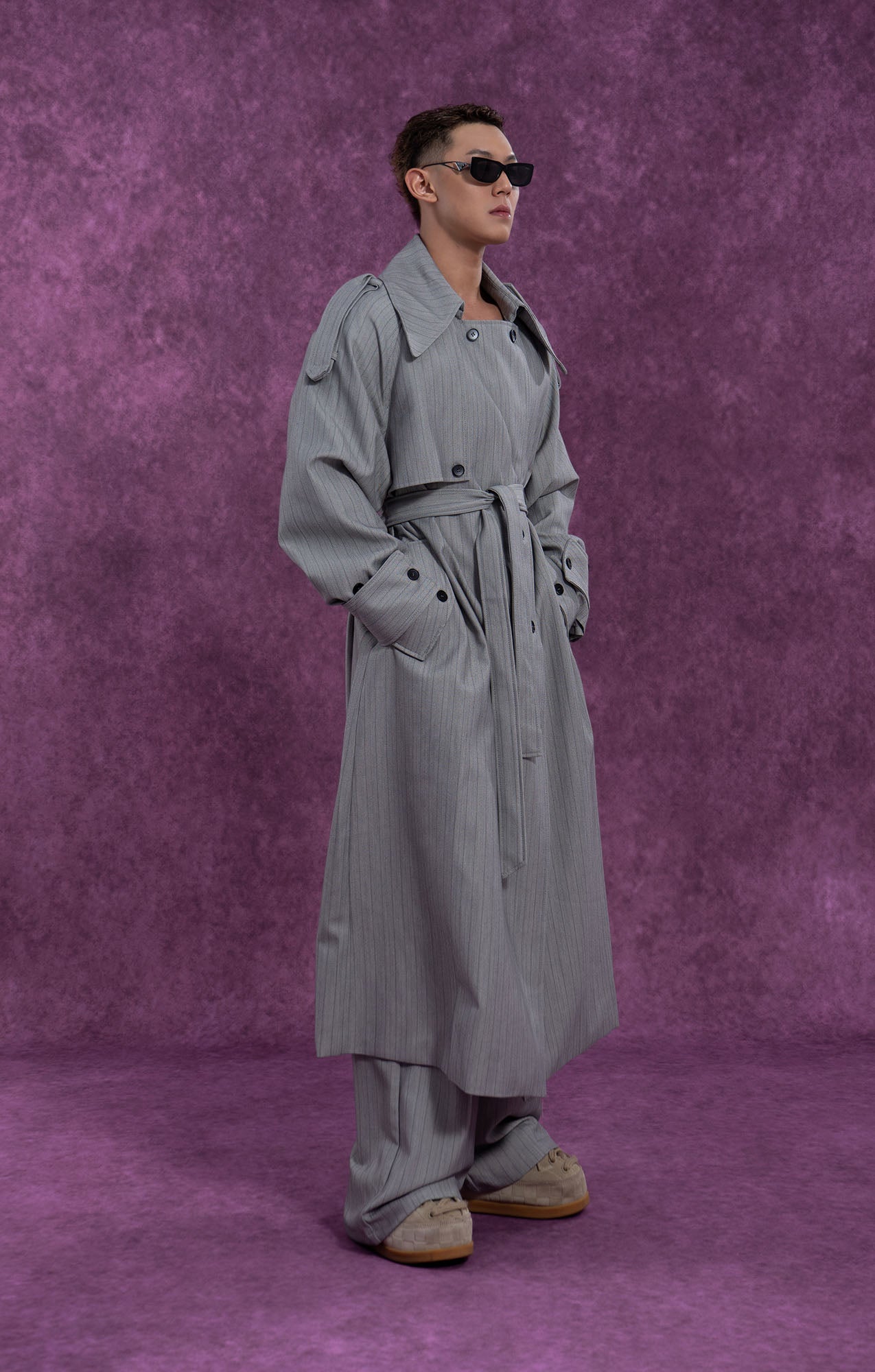 CLP Modern Pinstriped Oversized Trench