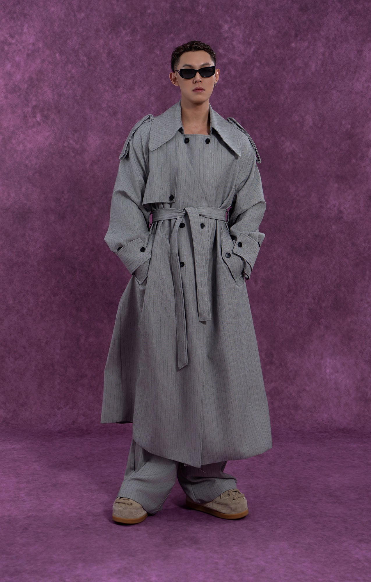 CLP Modern Pinstriped Oversized Trench