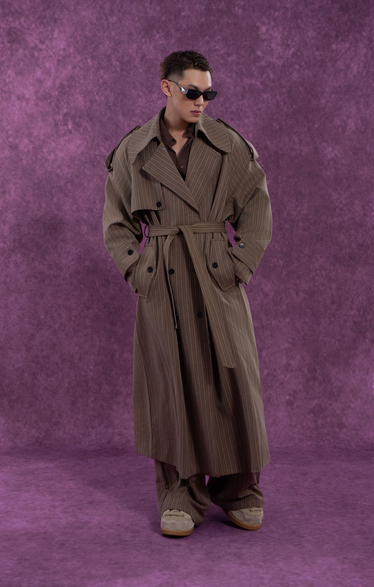 CLP Modern Pinstriped Oversized Trench