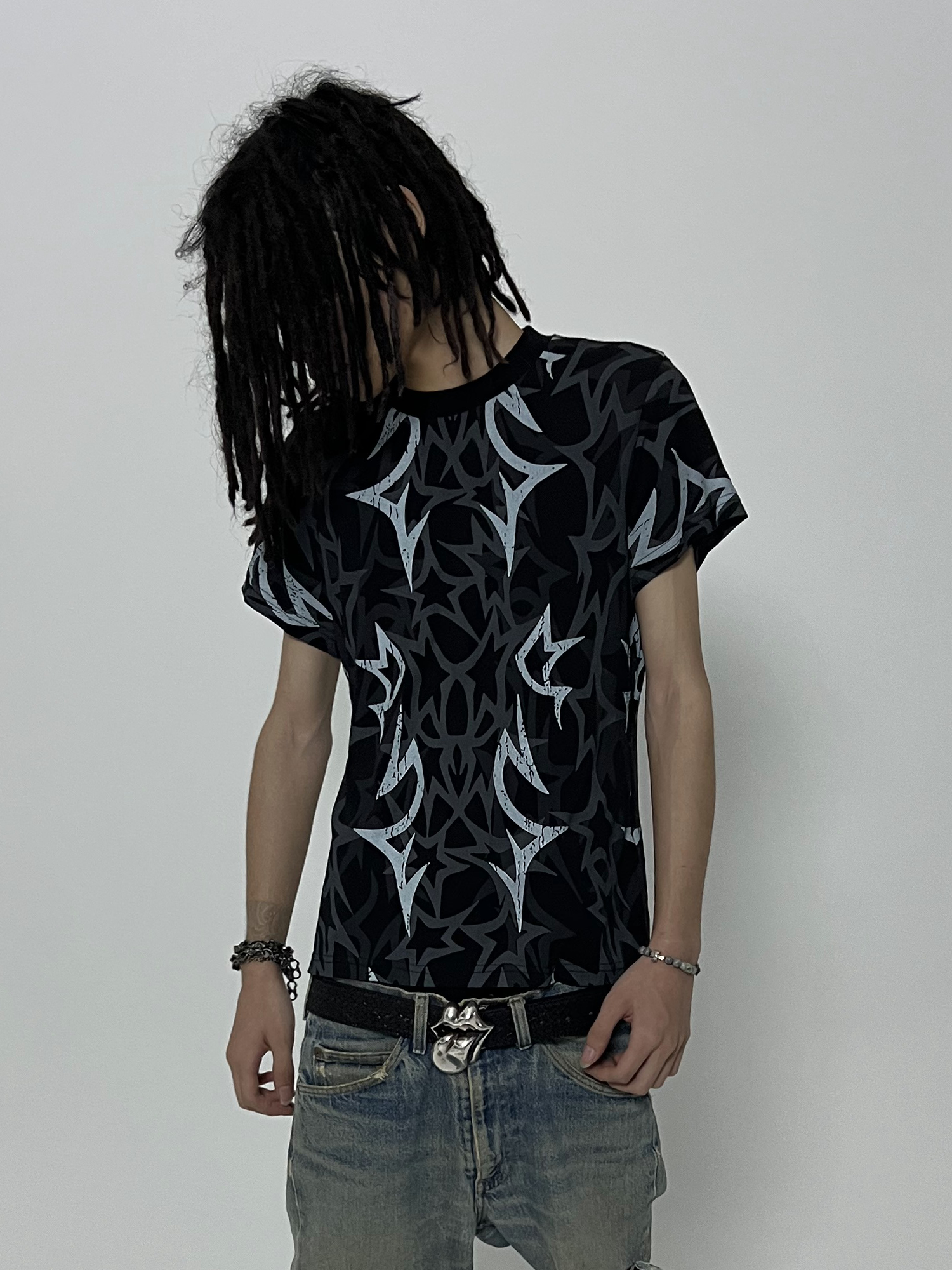 TECNINEGROUP Thorn Star Full-Print Cotton T-Shirt
