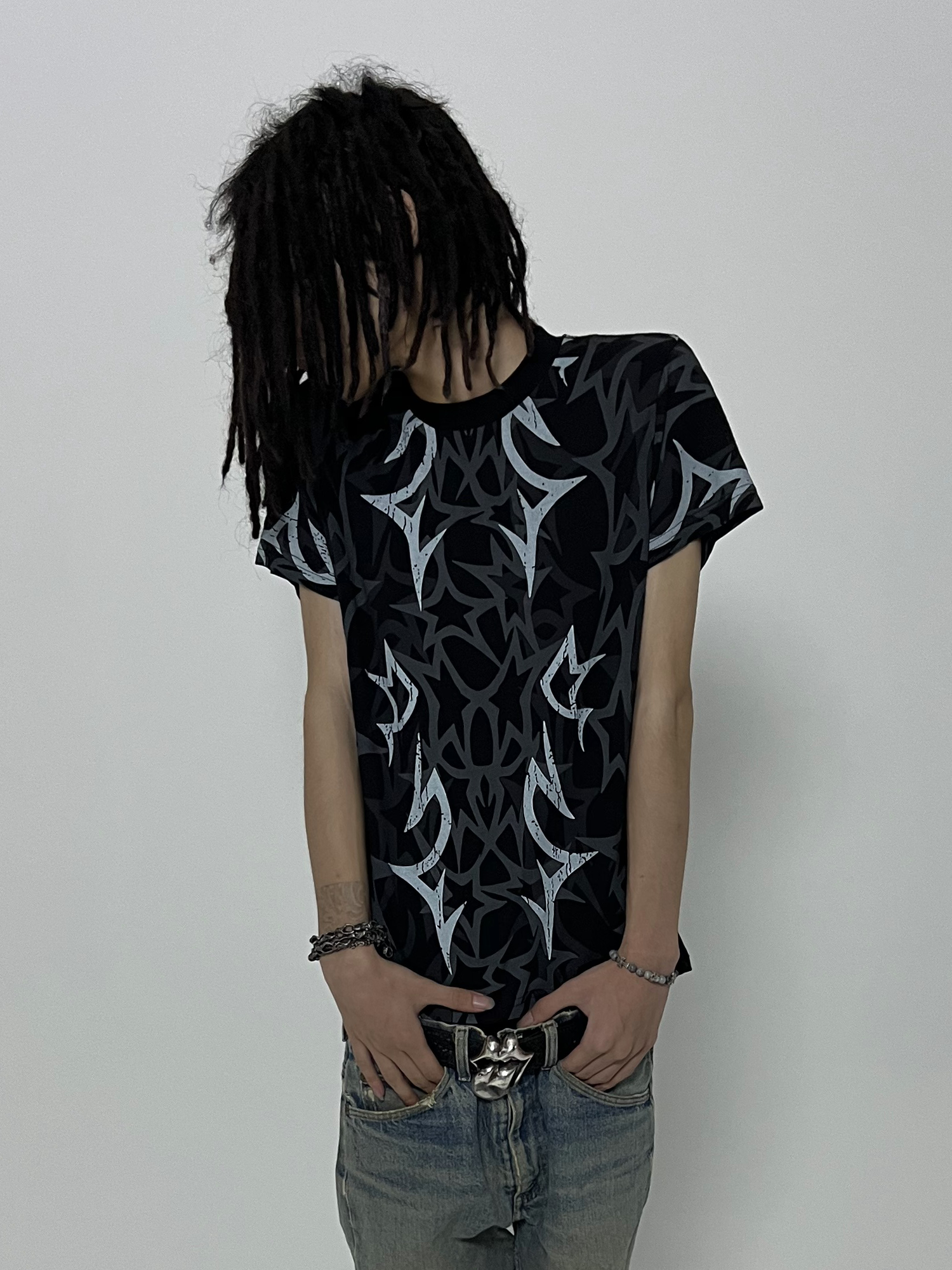 TECNINEGROUP Thorn Star Full-Print Cotton T-Shirt