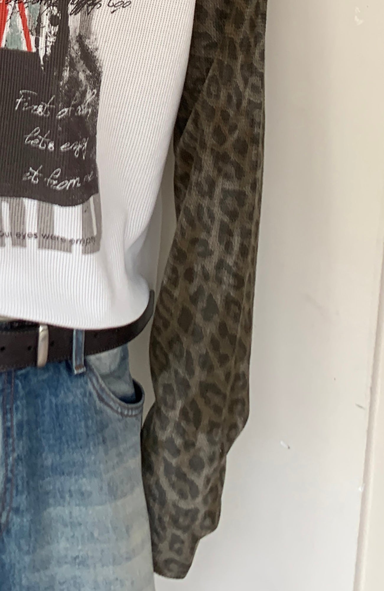 SADSOUP Leopard Raglan Waffle Long-Sleeve Tee