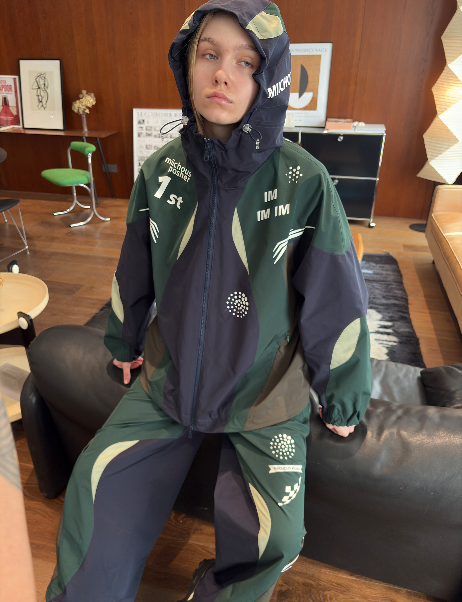 MIICHOUS Contrast Racer Graphic Panel Jacket