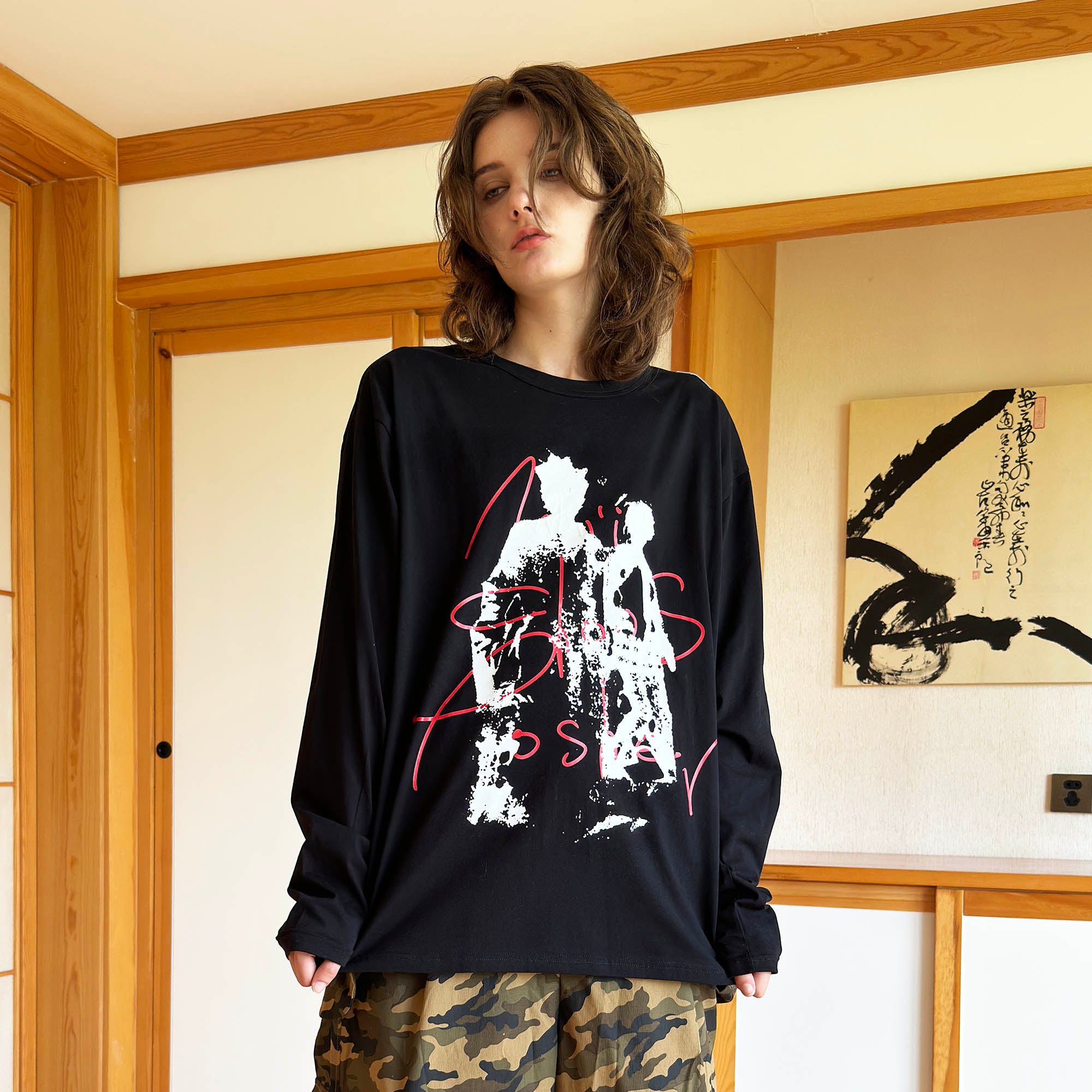 MIICHOUS Abstract Silhouette Long-Sleeve T-Shirt