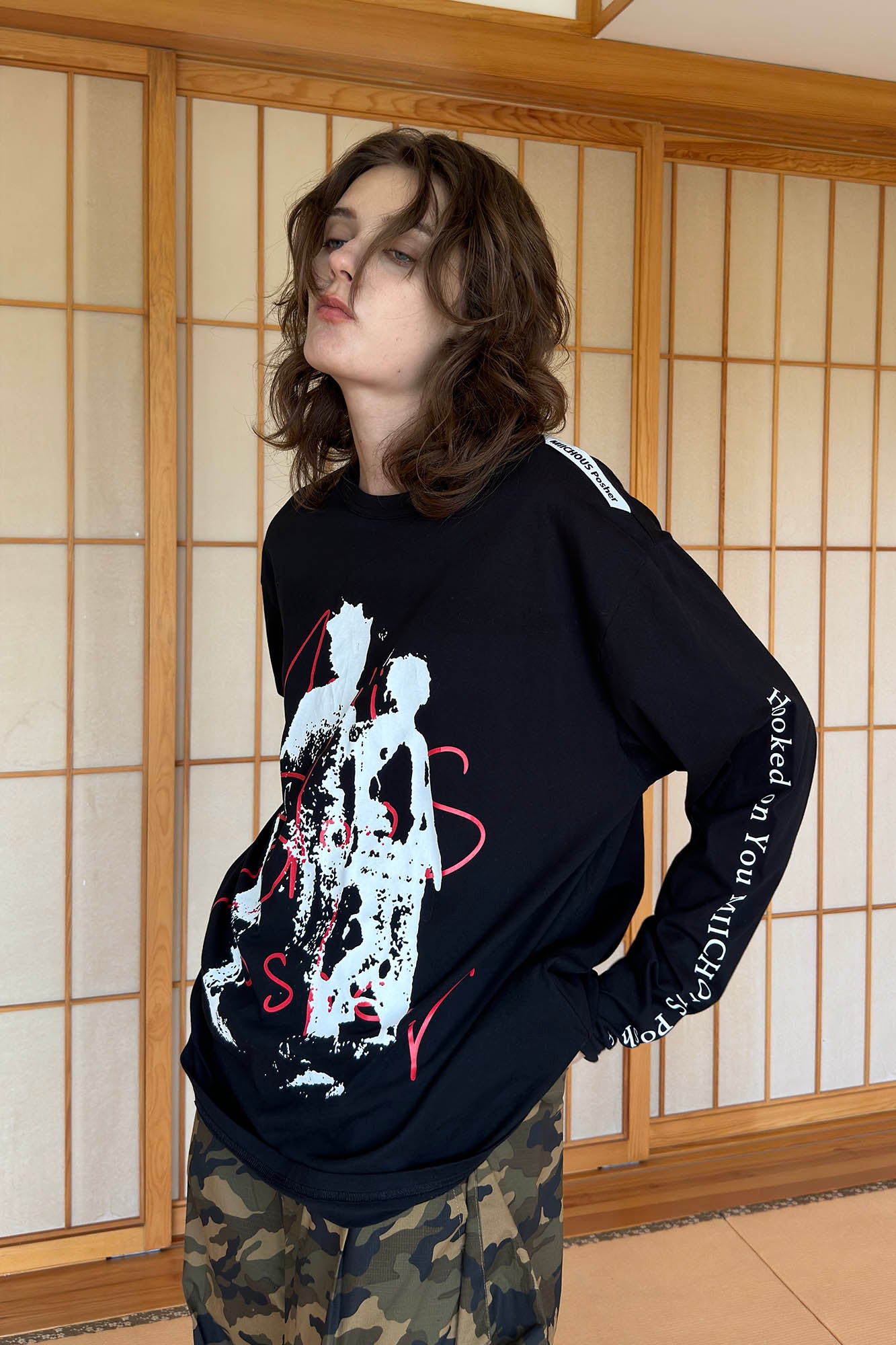 MIICHOUS Abstract Silhouette Long-Sleeve T-Shirt