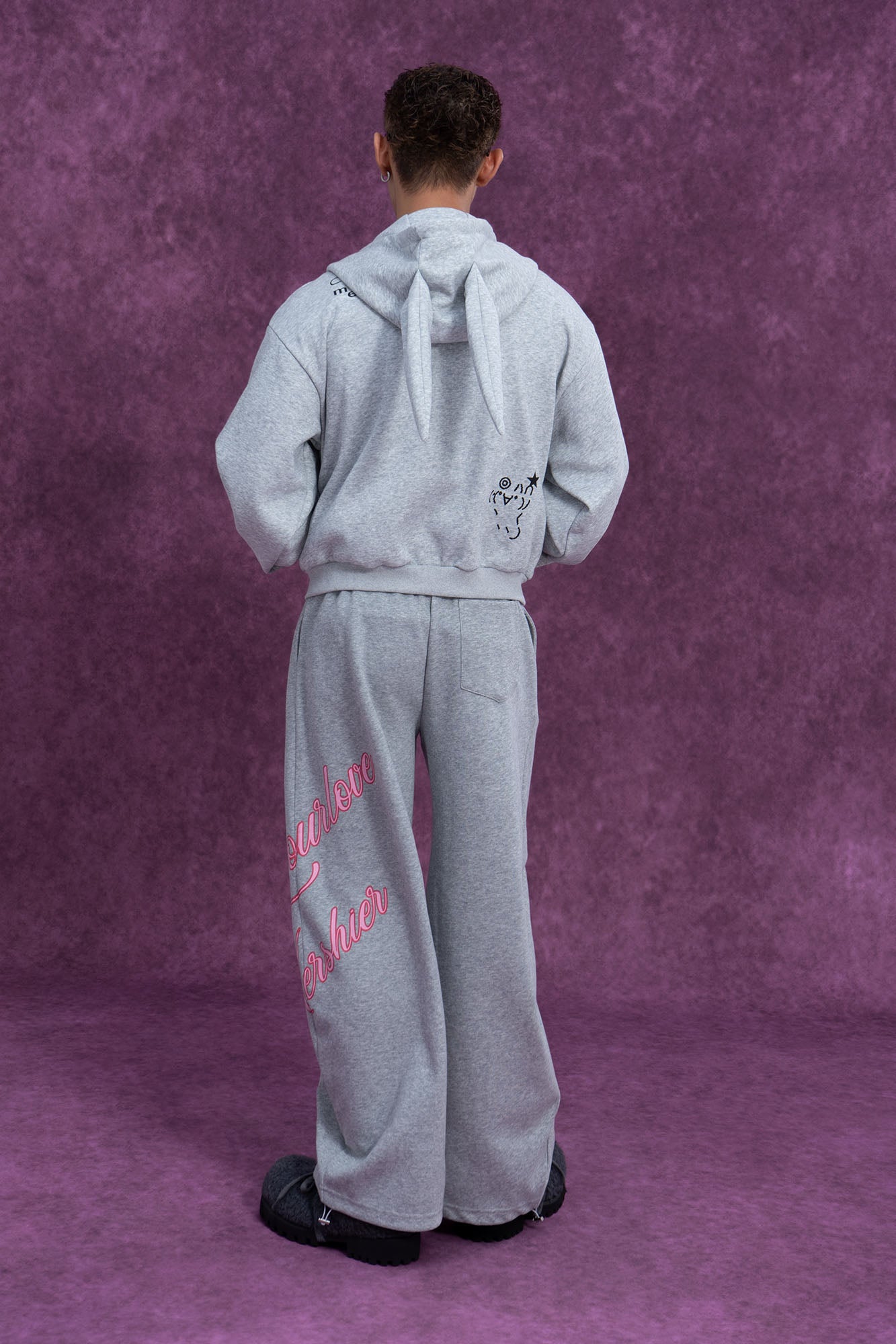 CLP Rabbit Ear Doodle Zip-Up Hoodie