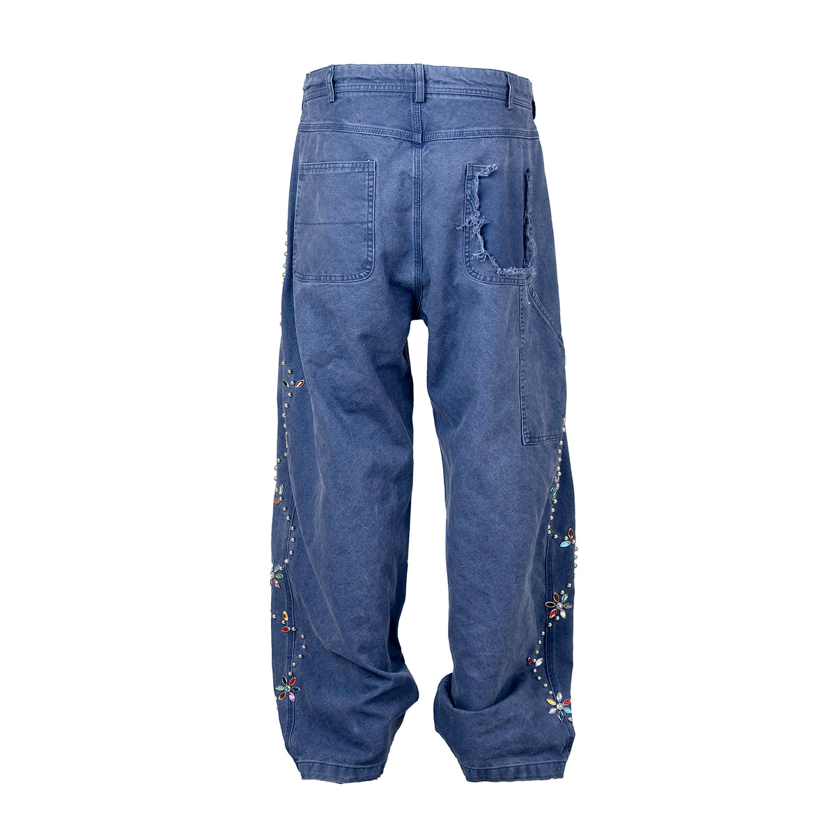 ZWDH Studded Floral Straight-Leg Jeans