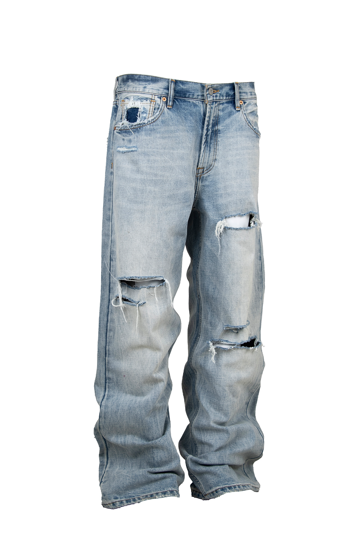 ZWDH Distressed Straight-Leg Mid-Rise Jeans