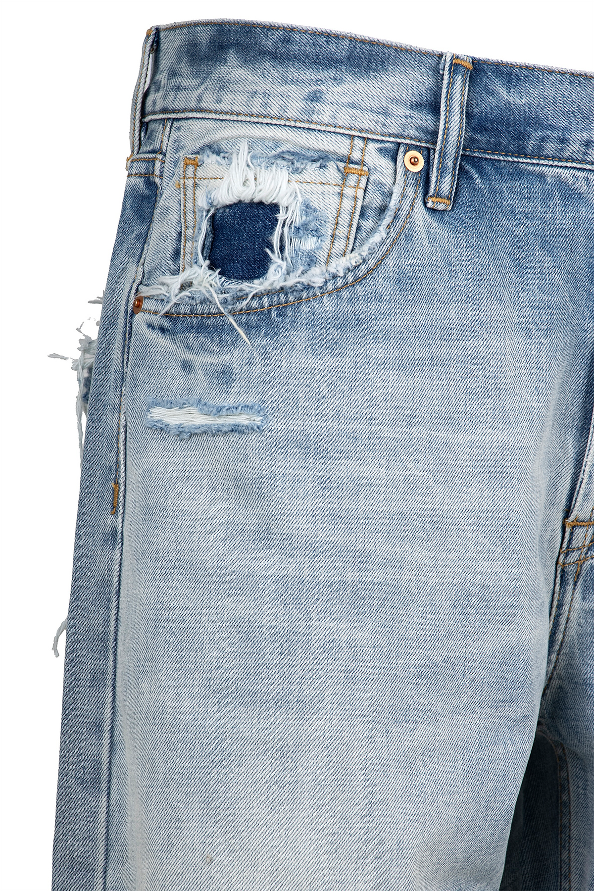 ZWDH Distressed Straight-Leg Mid-Rise Jeans
