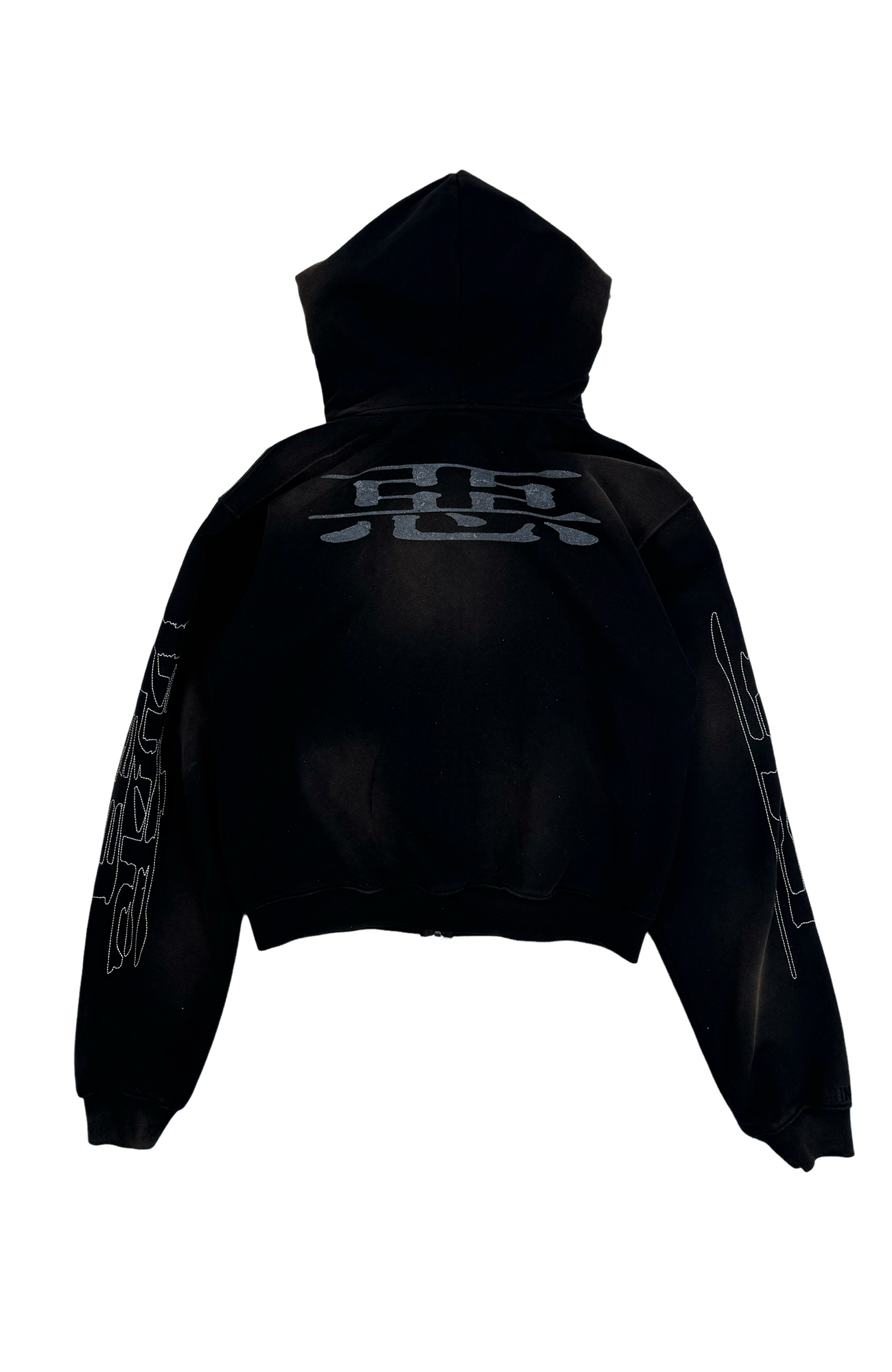 VINKID Demon Graphic Washed Zip-Up Hoodie