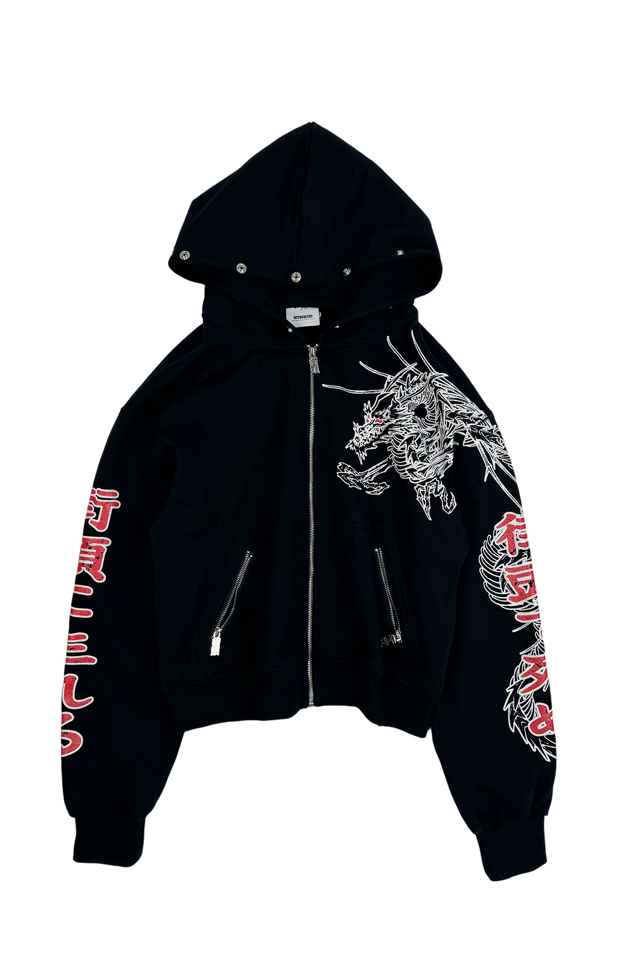 VINKID Graphic Studded Zip-Up Hoodie