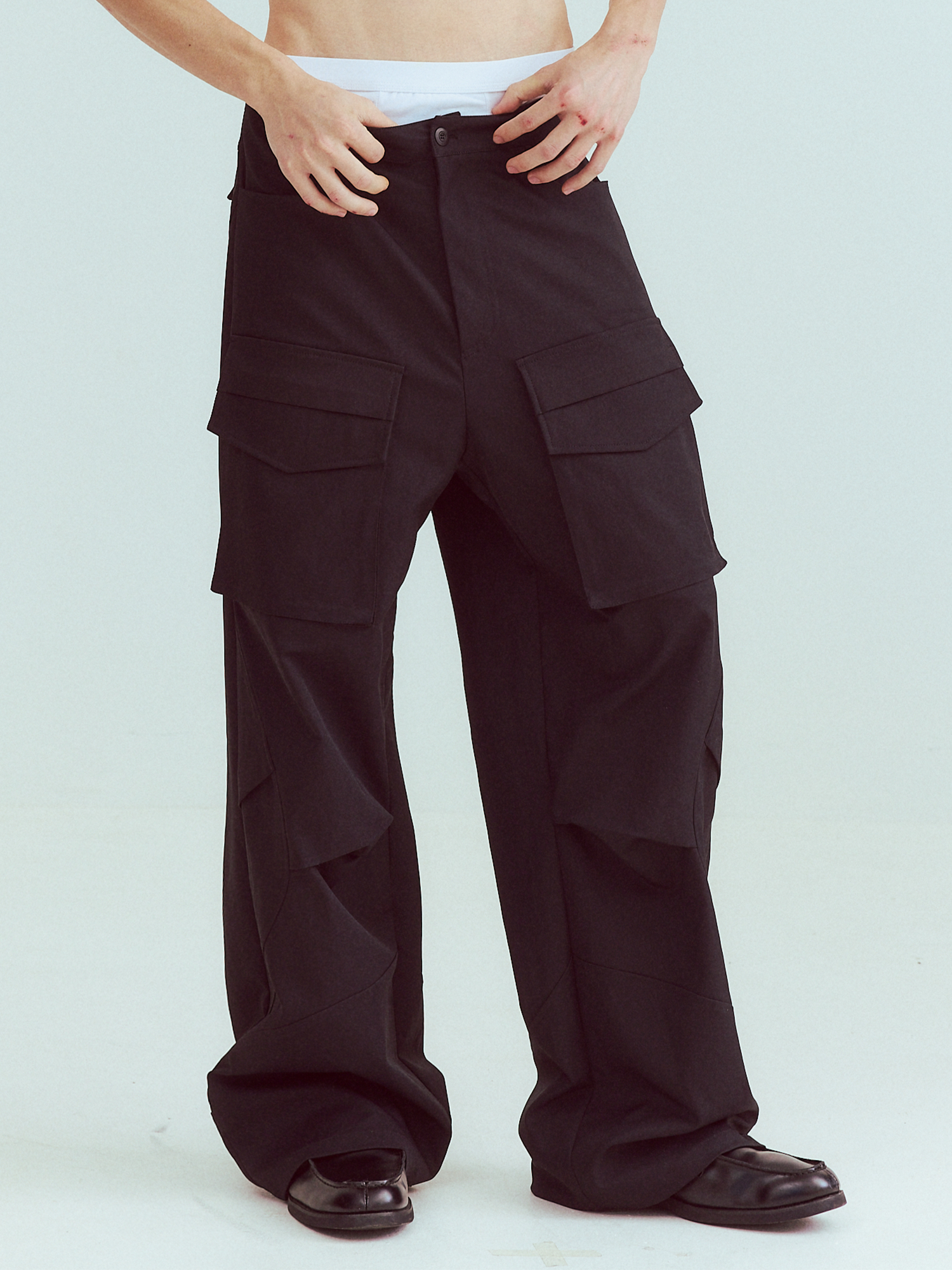 KADAKADA Paneled Wide-Leg Cargo Pants, premium urban and streetwear designers apparel on PROJECTISR.com, KADAKADA