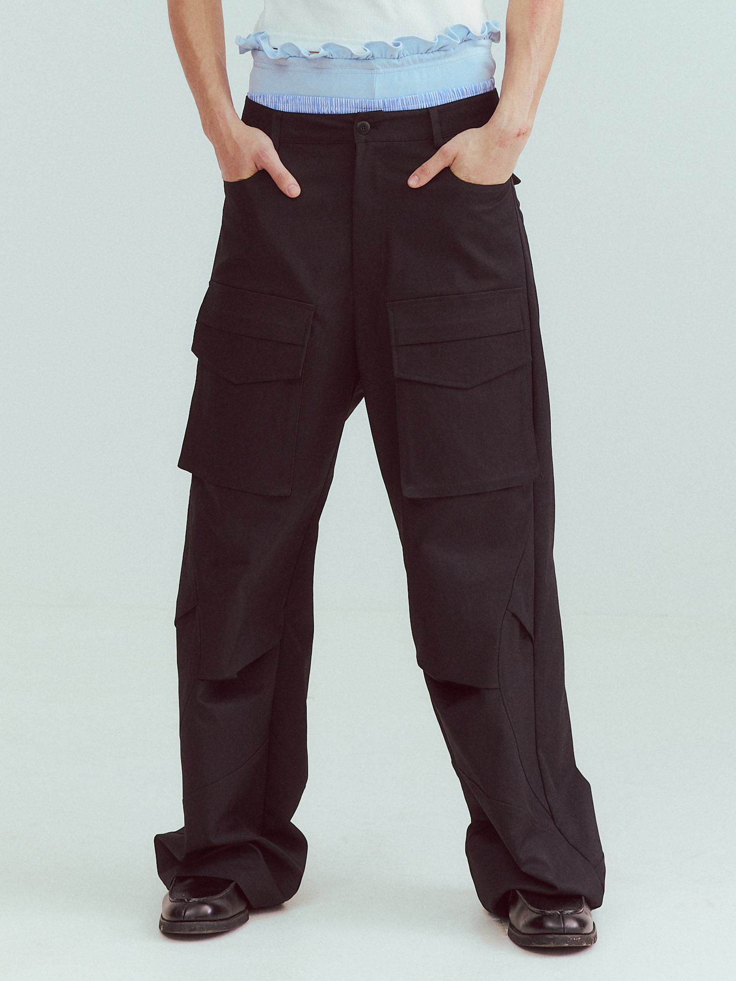 KADAKADA Paneled Wide-Leg Cargo Pants, premium urban and streetwear designers apparel on PROJECTISR.com, KADAKADA