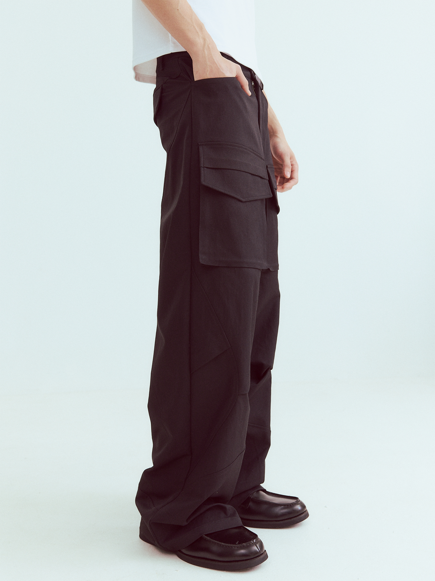 KADAKADA Paneled Wide-Leg Cargo Pants, premium urban and streetwear designers apparel on PROJECTISR.com, KADAKADA