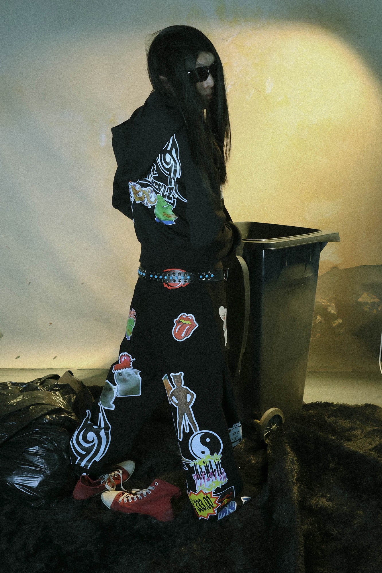 PCCVISION Meme Graphics Wide-Leg Pants, premium urban and streetwear designers apparel on PROJECTISR.com, PCCVISION