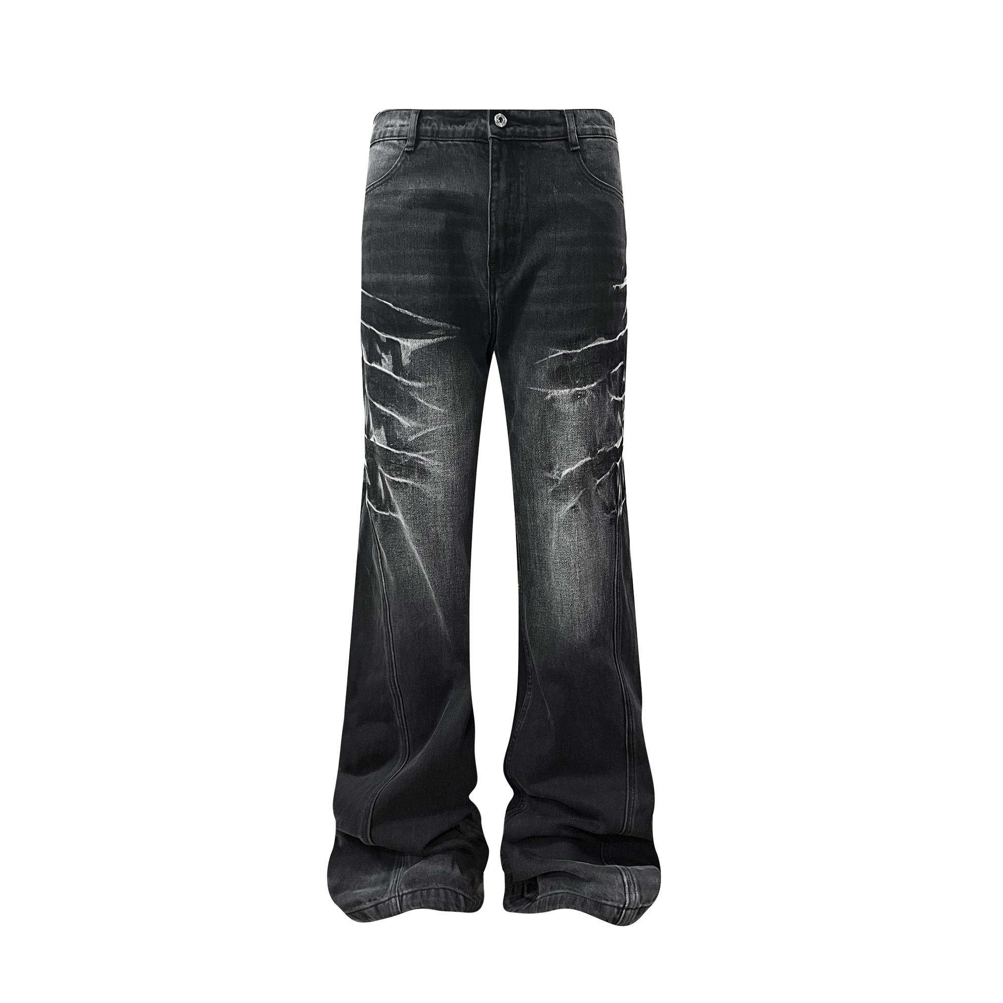パンツ grim crawler destroyed flare jeans size1 TH4SWE Washed Cracked Whisker Flared Jeans