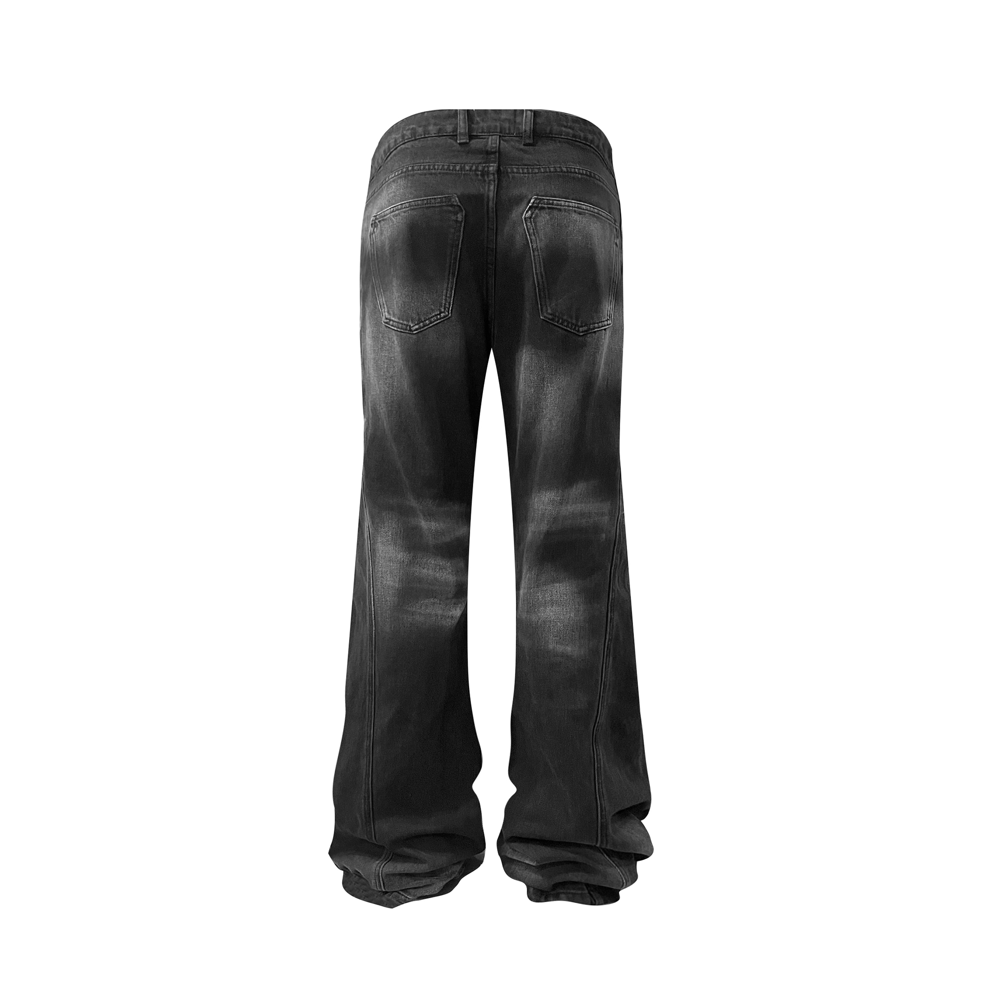 TH4SWE Washed Cracked Whisker Flared Jeans