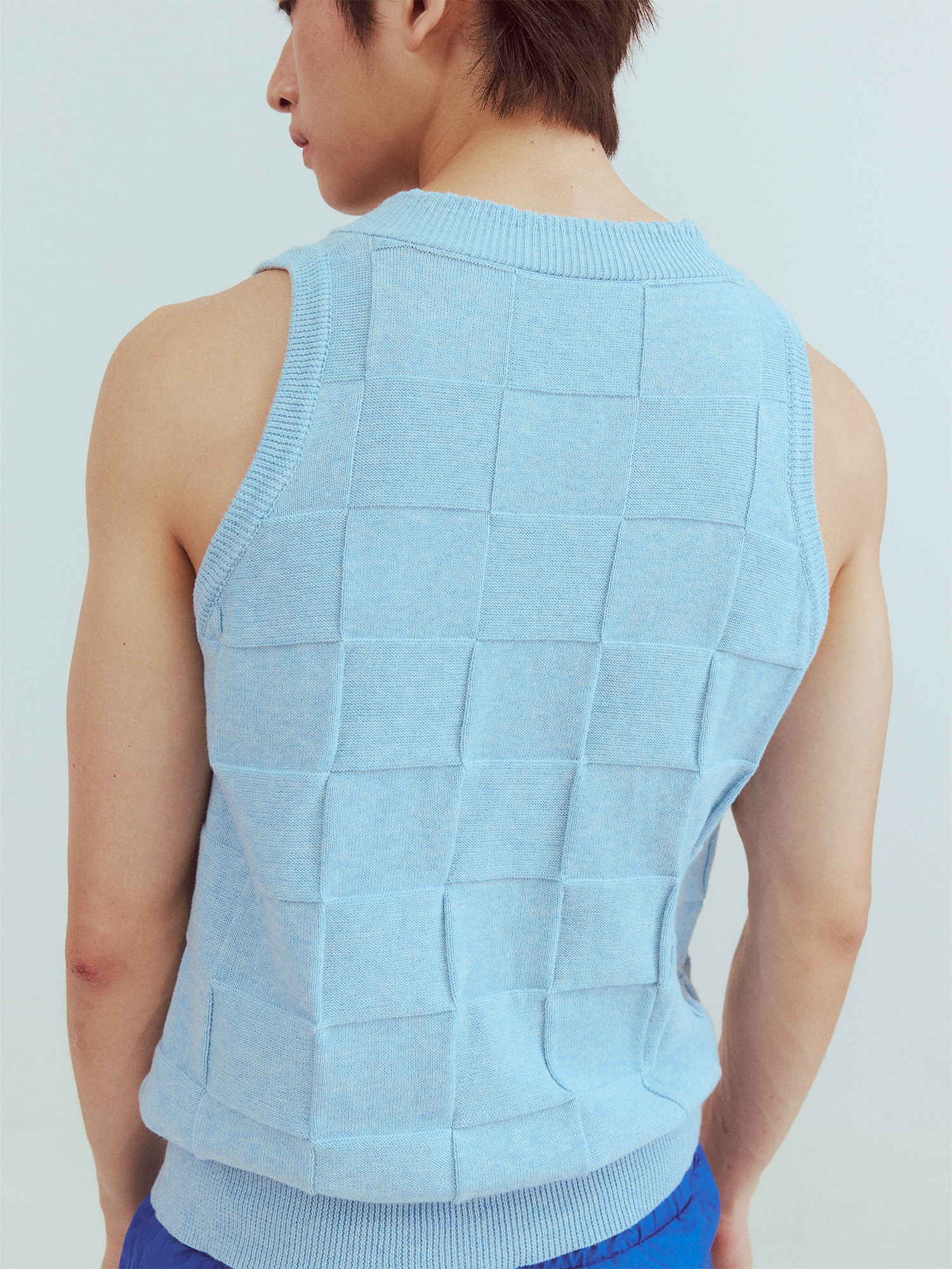 KADAKADA Checkerboard V-Neck Knitted Vest, premium urban and streetwear designers apparel on PROJECTISR.com, KADAKADA