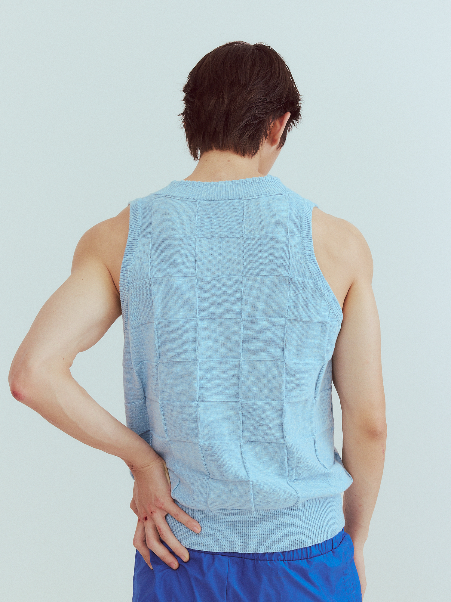 KADAKADA Checkerboard V-Neck Knitted Vest, premium urban and streetwear designers apparel on PROJECTISR.com, KADAKADA