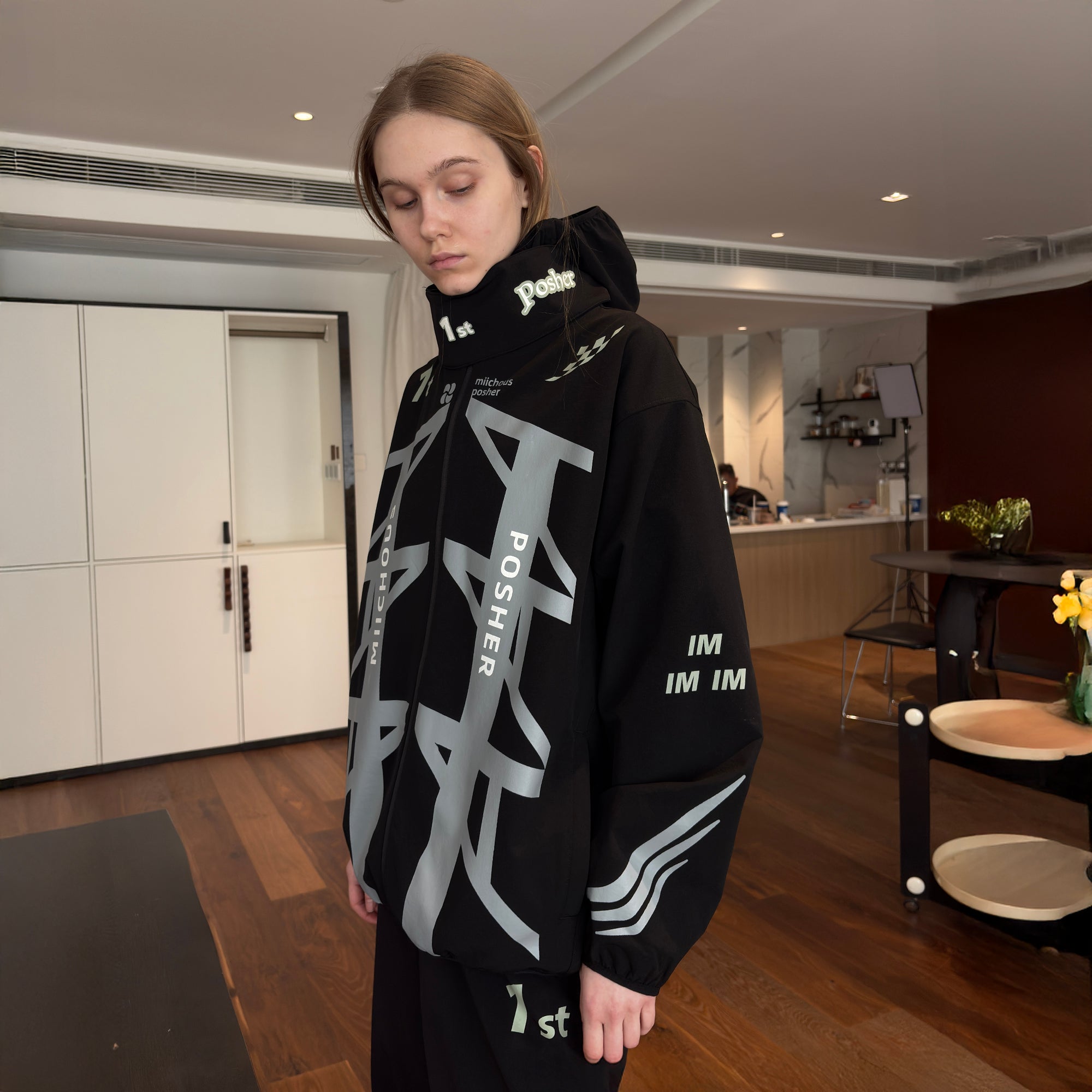 MIICHOUS 1st 3A Graphic Oversized Hooded Windbreaker