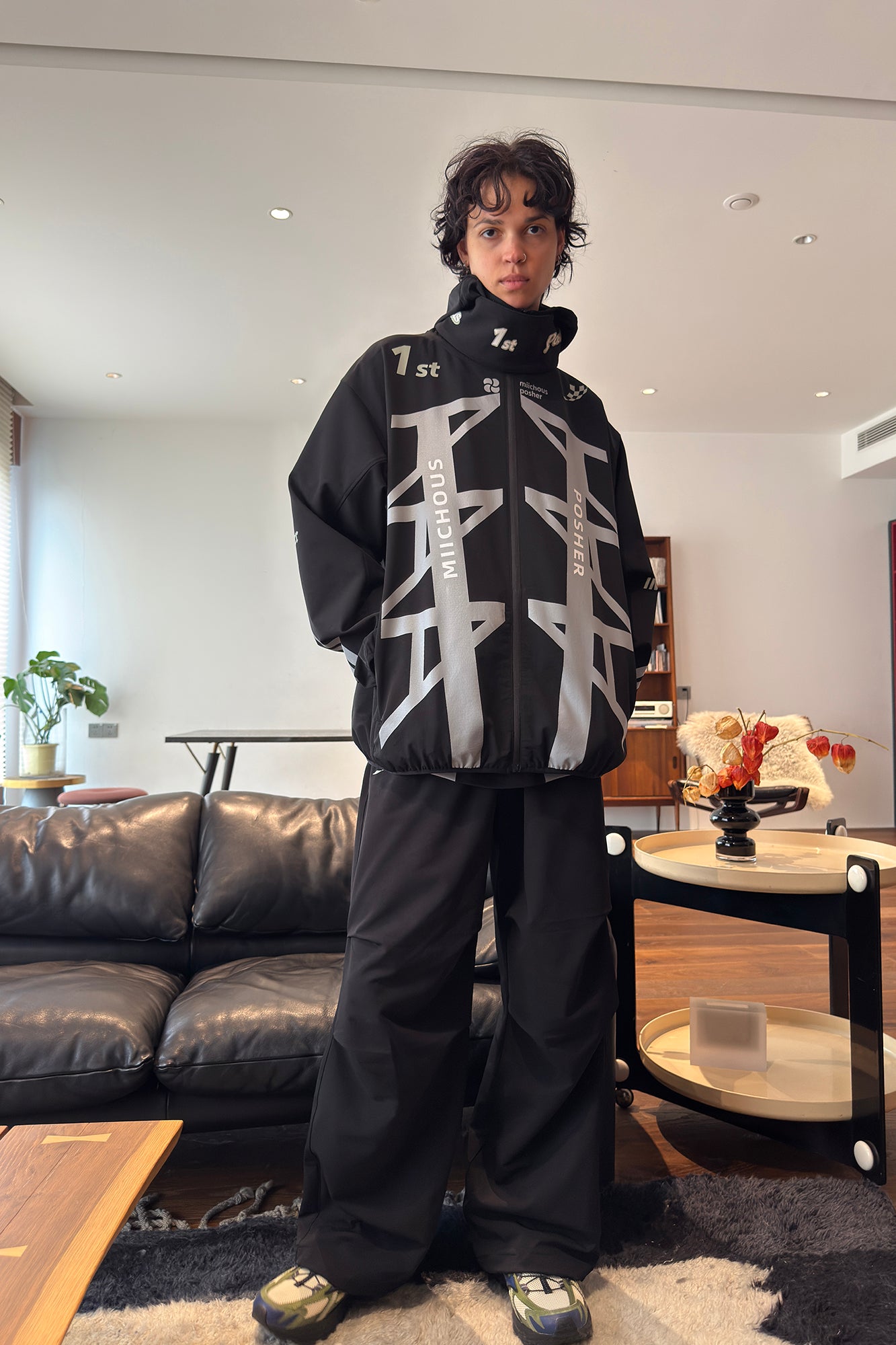 MIICHOUS 1st 3A Graphic Oversized Hooded Windbreaker