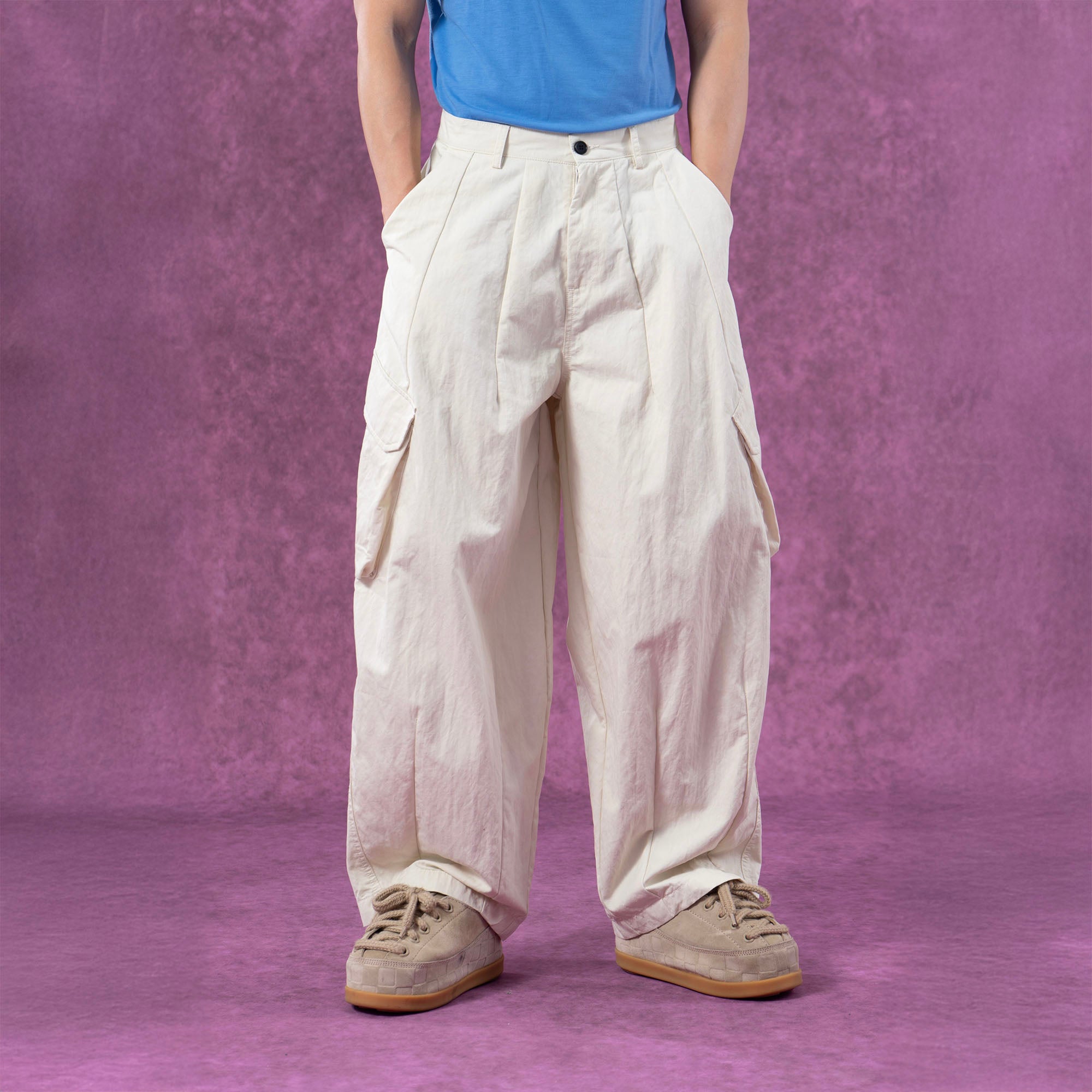 CLP Slanted Pockets Pleated Oversized Pants