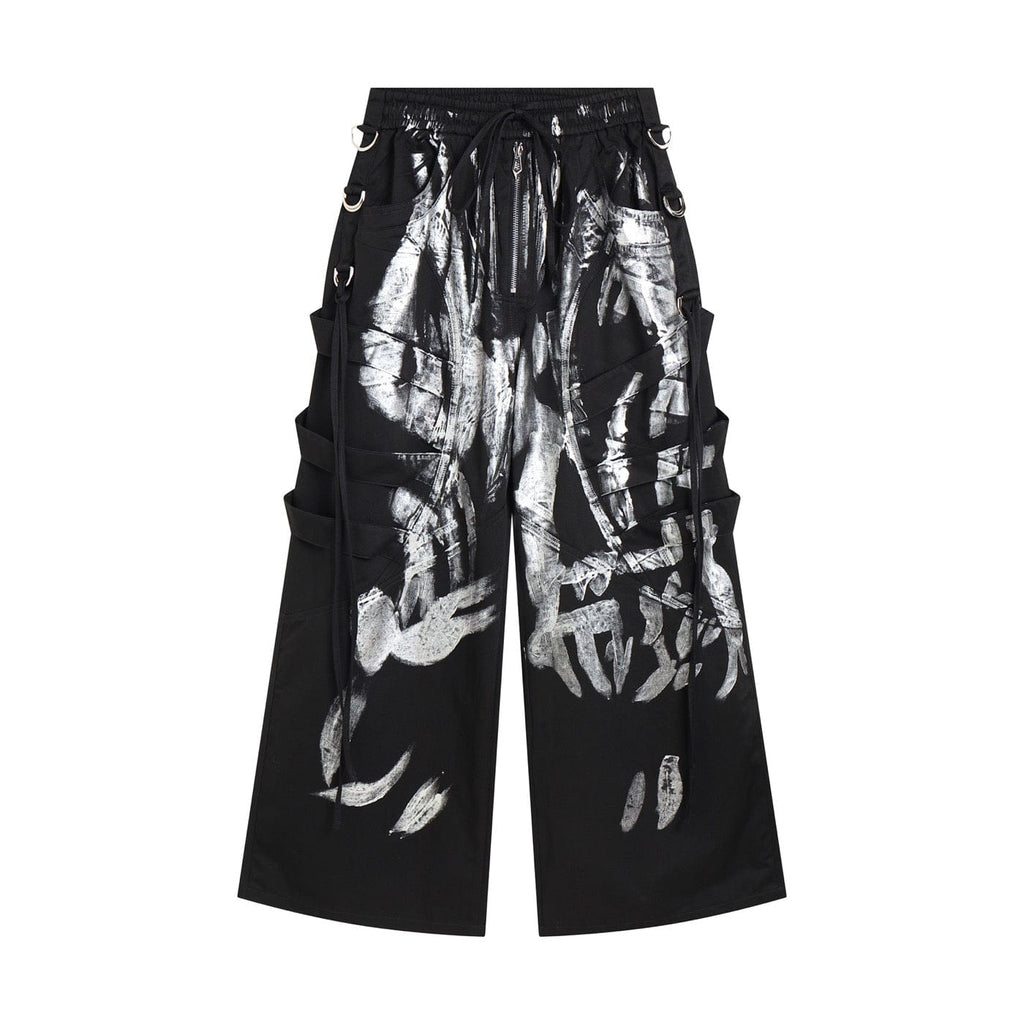 DND4DES Multi-Layered Striped Graffiti Cargo Pants, premium urban and streetwear designers apparel on PROJECTISR.com, DND4DES