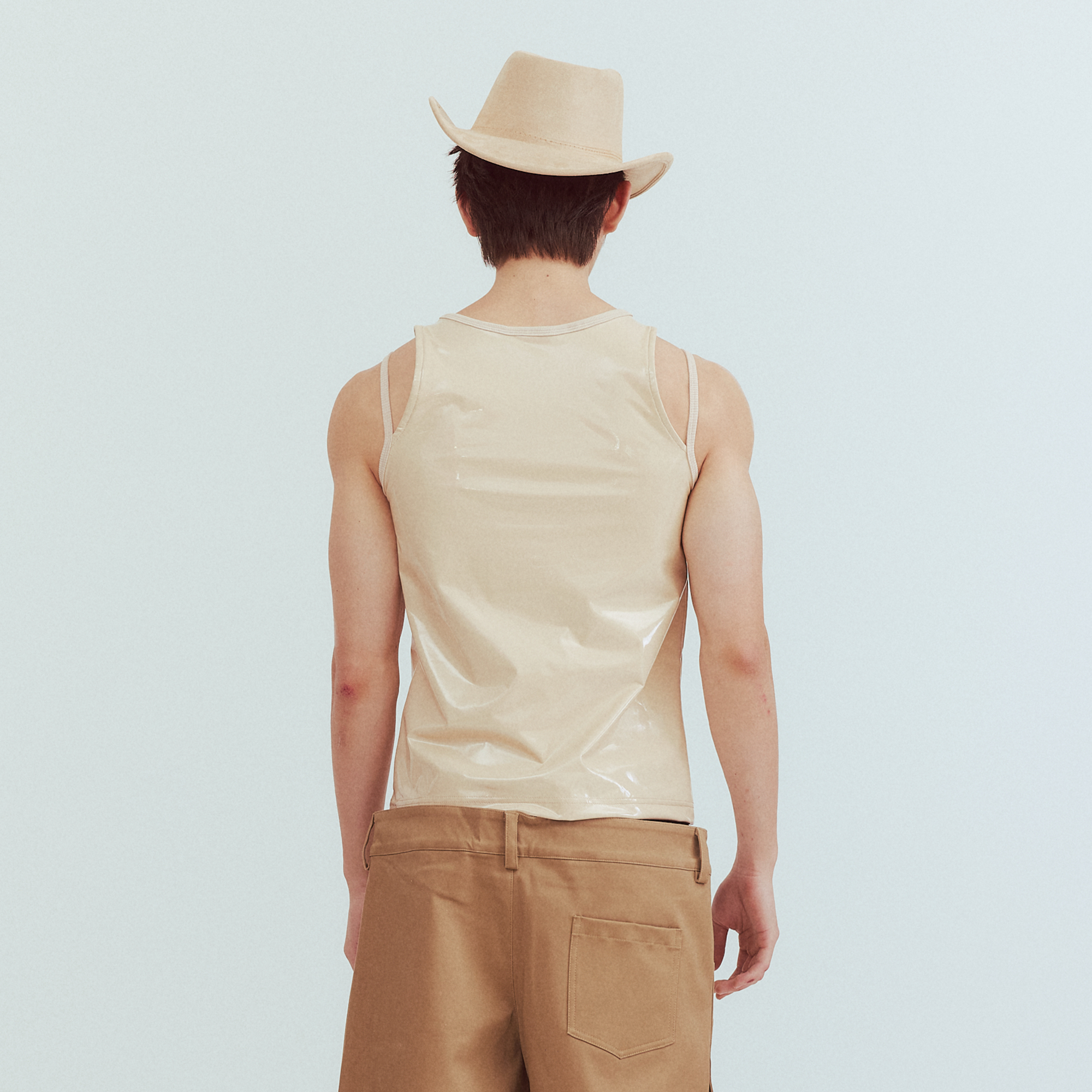 KADAKADA Patent Shine Layered Strap Ribbed Tank Top, premium urban and streetwear designers apparel on PROJECTISR.com, KADAKADA