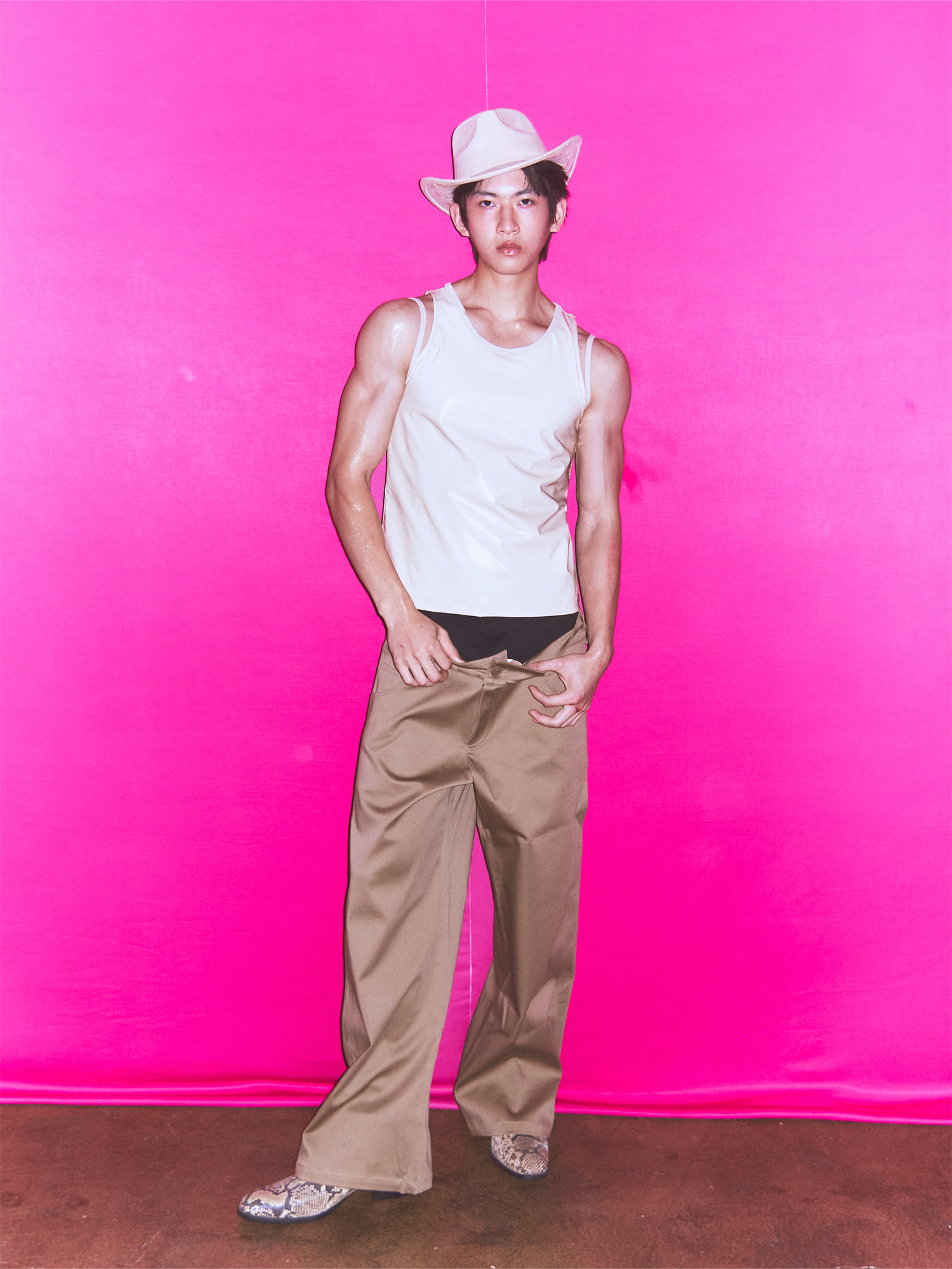 KADAKADA Patent Shine Layered Strap Ribbed Tank Top, premium urban and streetwear designers apparel on PROJECTISR.com, KADAKADA