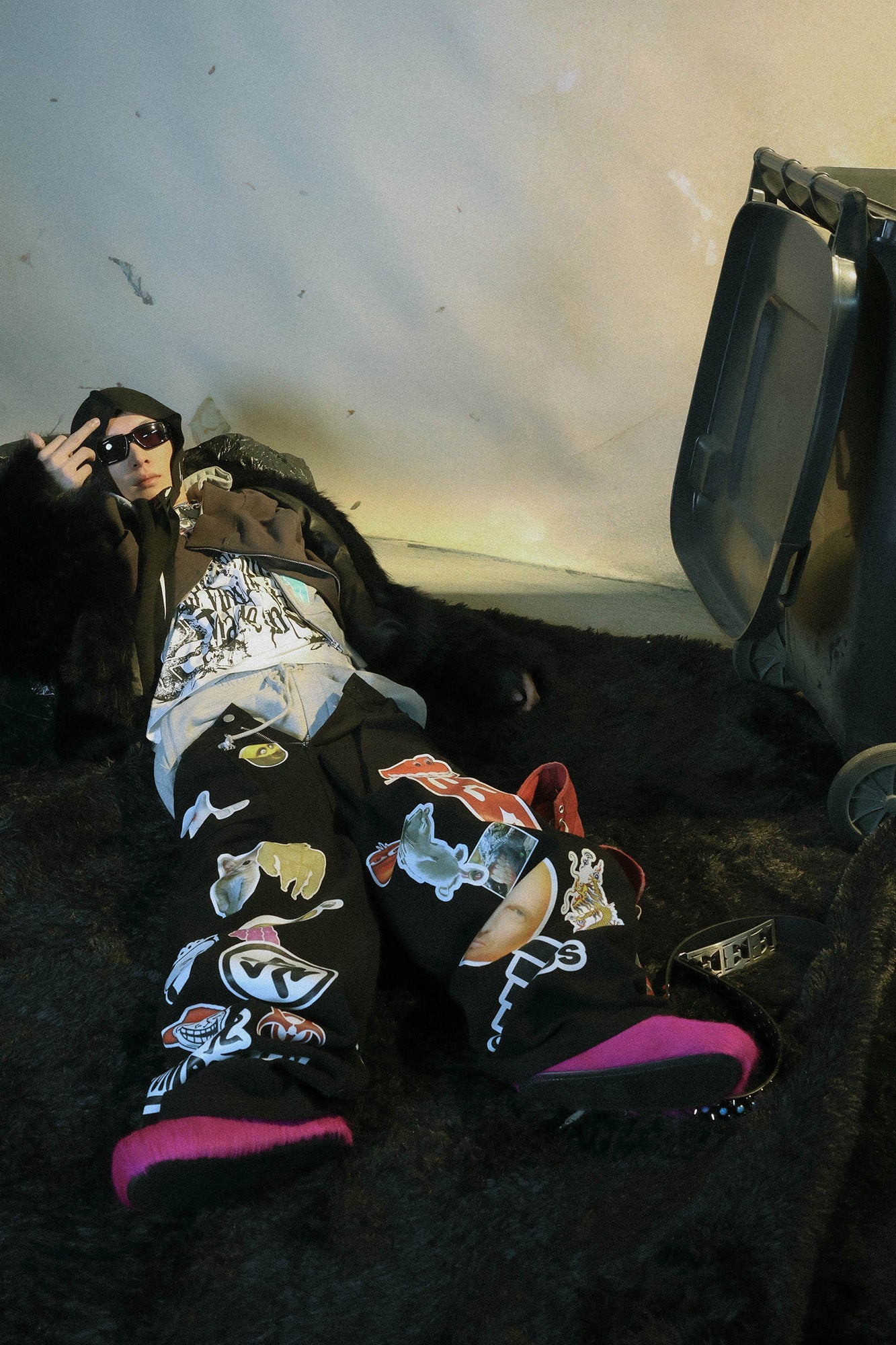 PCCVISION Meme Graphics Wide-Leg Pants, premium urban and streetwear designers apparel on PROJECTISR.com, PCCVISION
