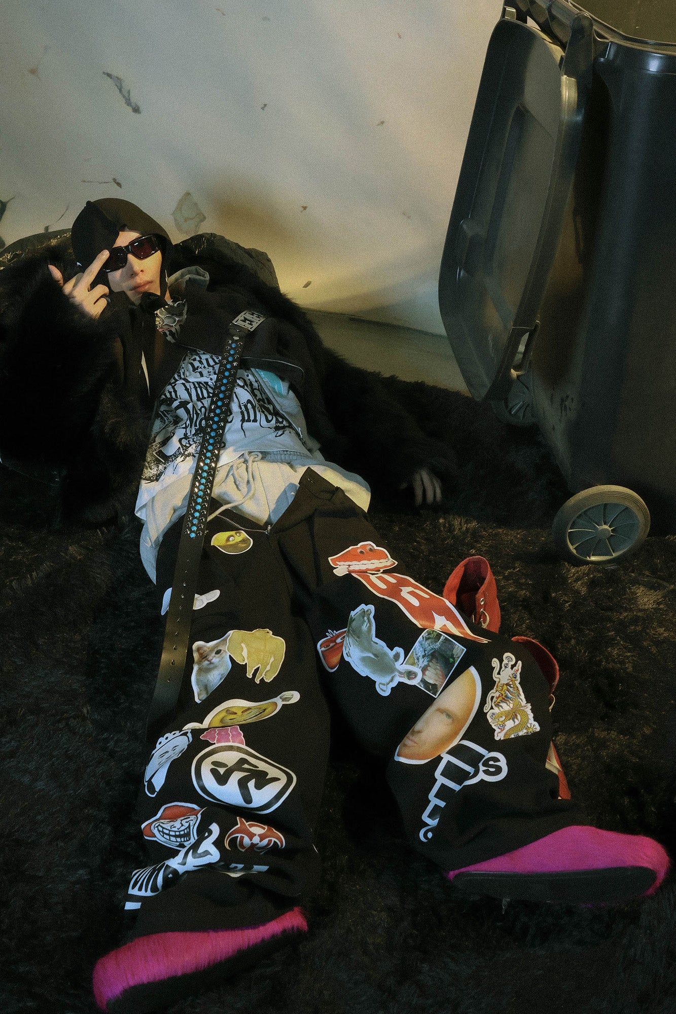 PCCVISION Meme Graphics Wide-Leg Pants, premium urban and streetwear designers apparel on PROJECTISR.com, PCCVISION
