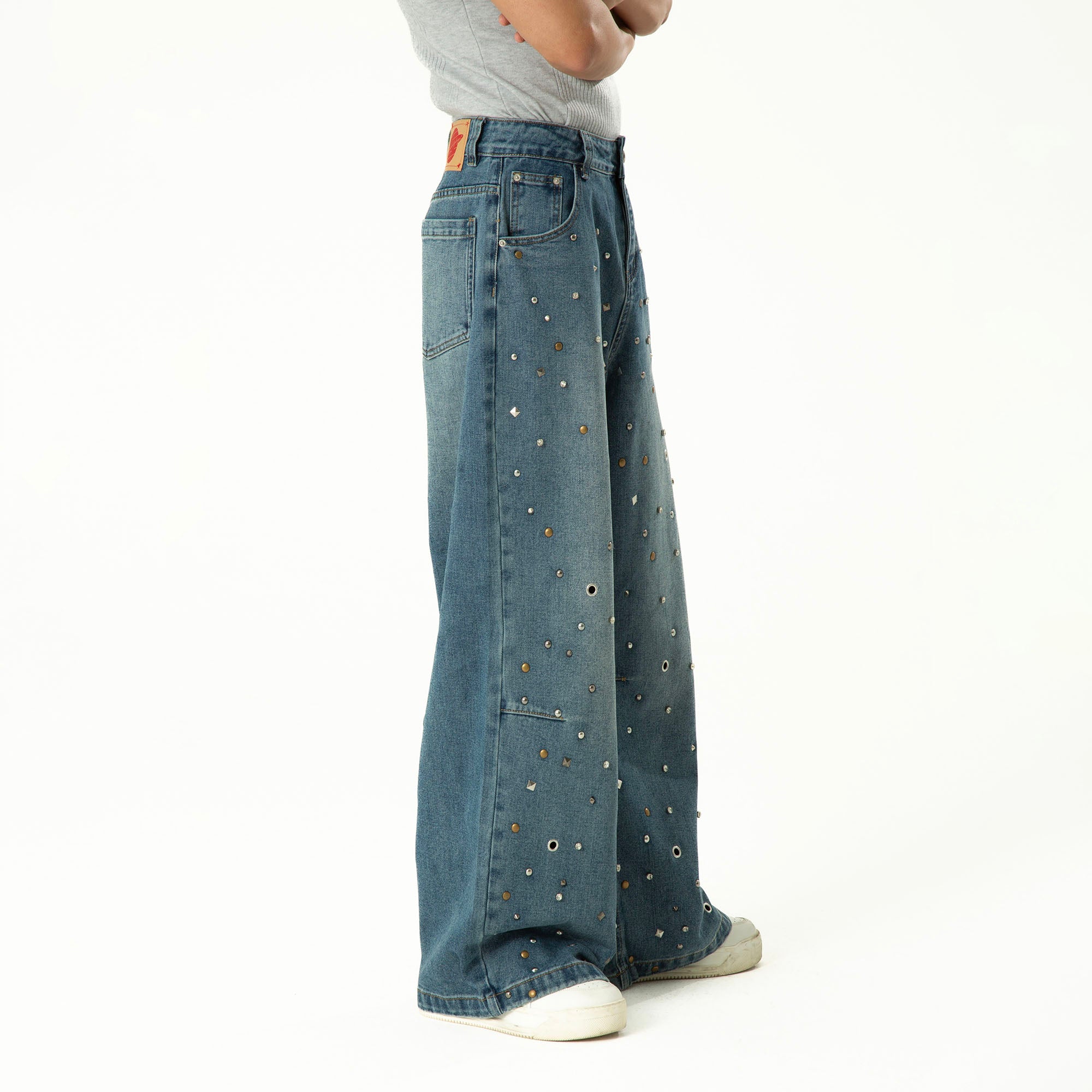 CLP Diamond Studded Wide-Leg Jeans, premium urban and streetwear designers apparel on PROJECTISR.com, CLP