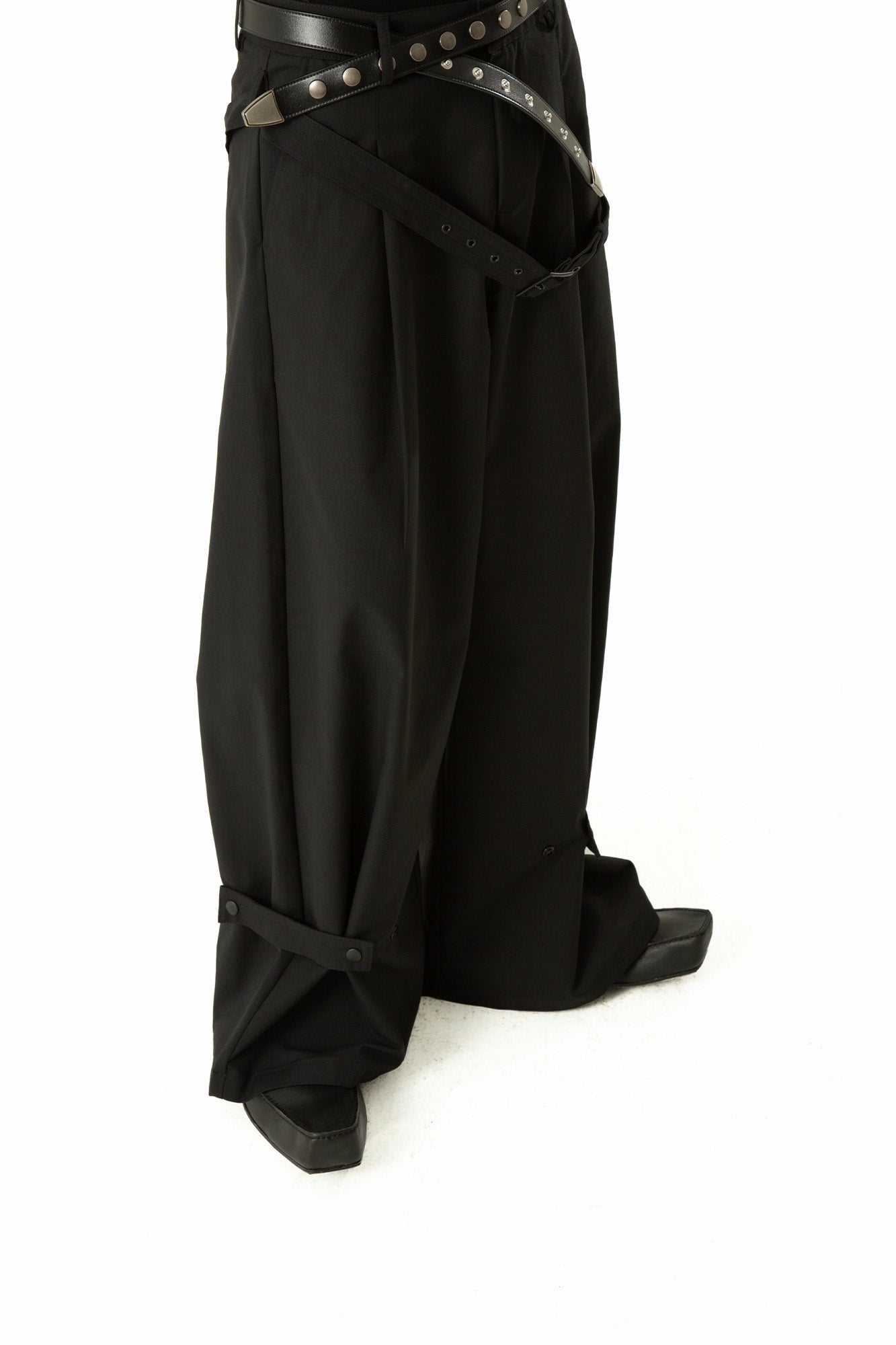 CLP Draped Wide-Leg Belted Pants, premium urban and streetwear designers apparel on PROJECTISR.com, CLP
