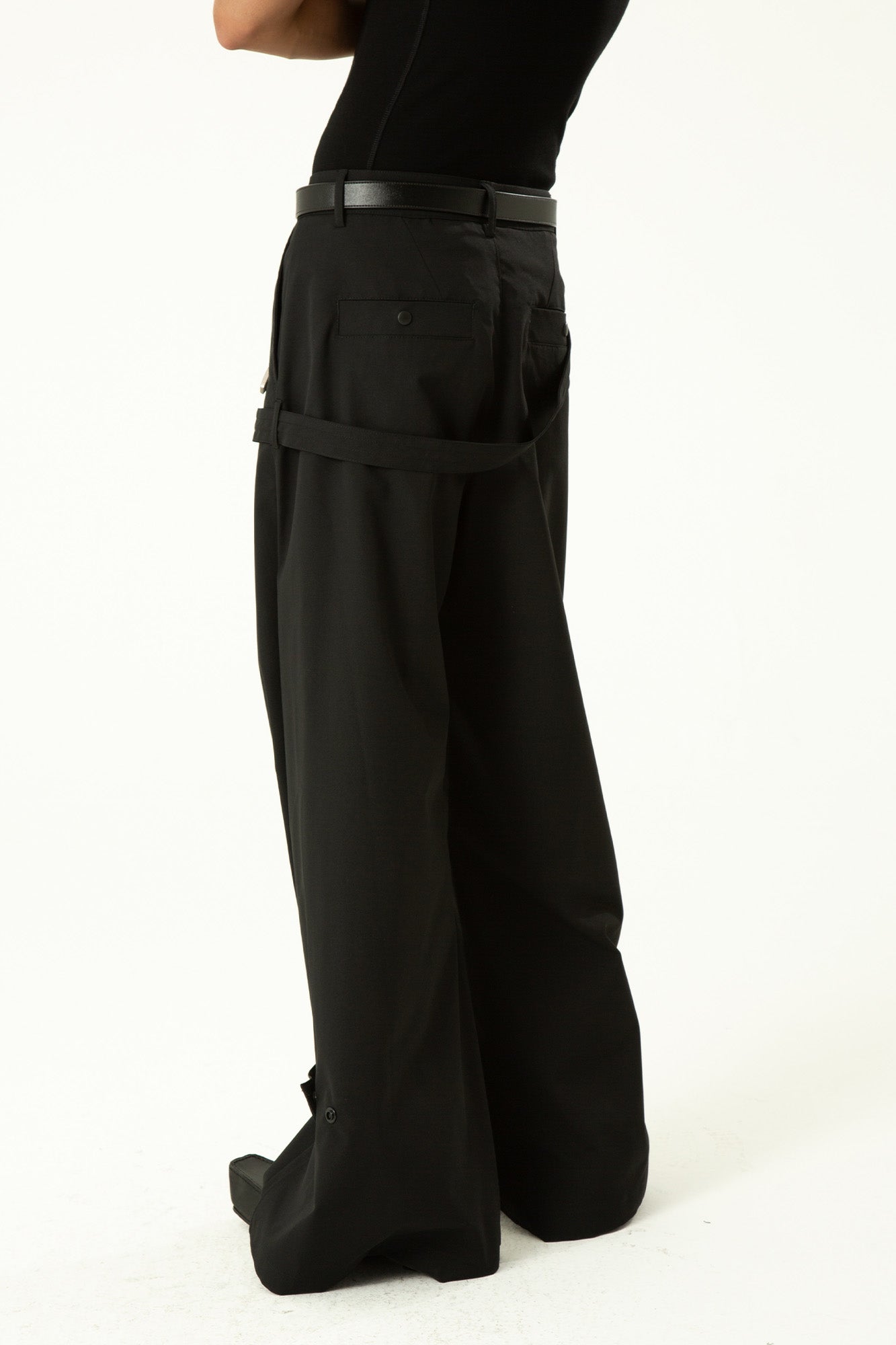 CLP Draped Wide-Leg Belted Pants, premium urban and streetwear designers apparel on PROJECTISR.com, CLP