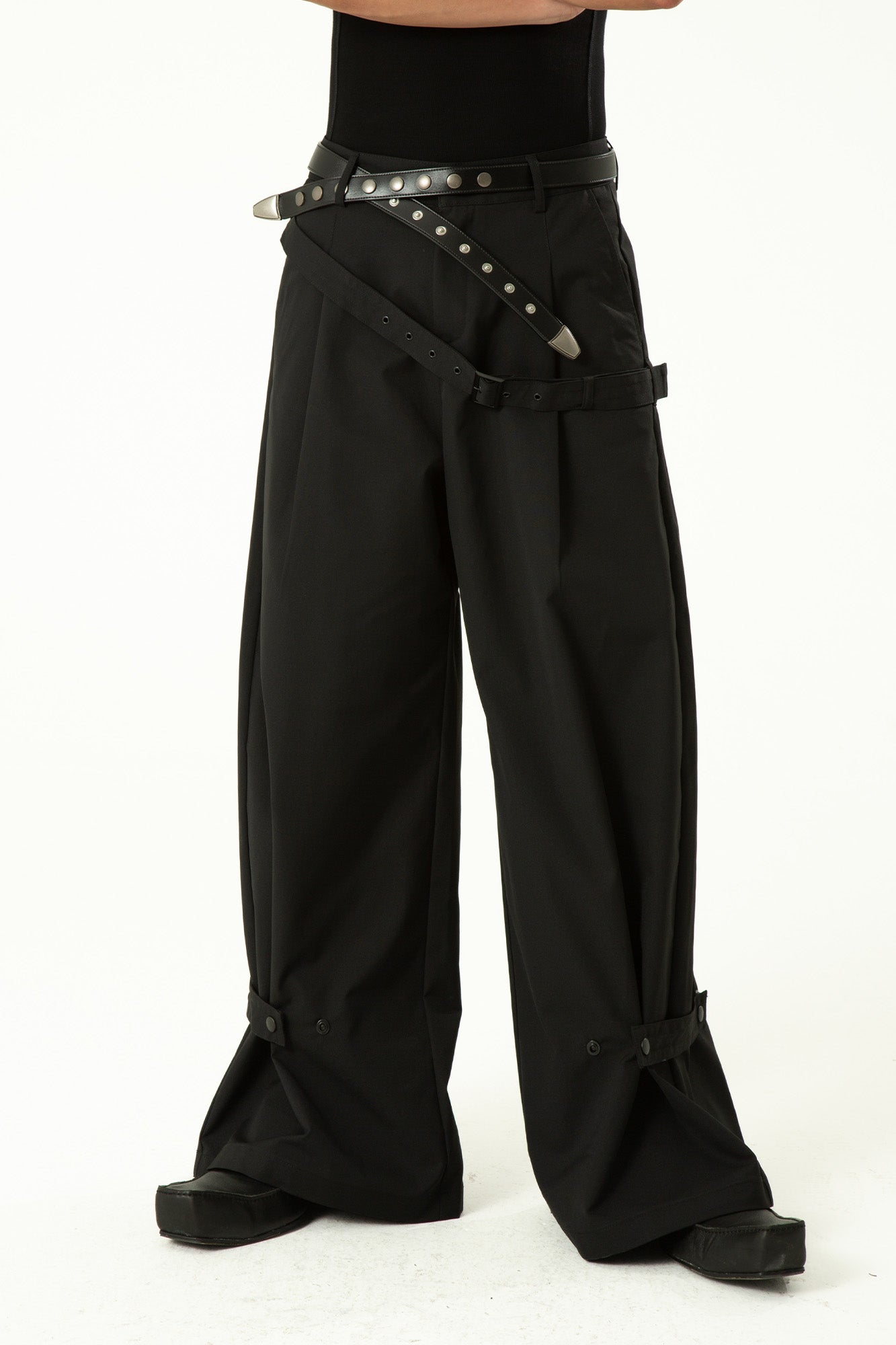 CLP Draped Wide-Leg Belted Pants, premium urban and streetwear designers apparel on PROJECTISR.com, CLP