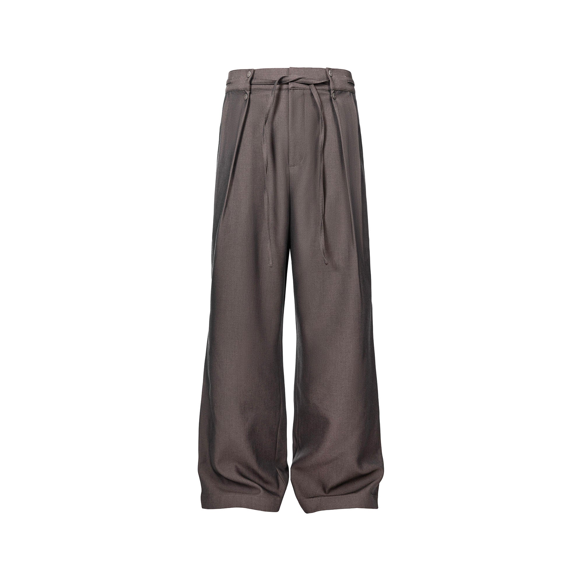 CATSSTAC Tie-Belt Wool-Blend Pleated Trousers
